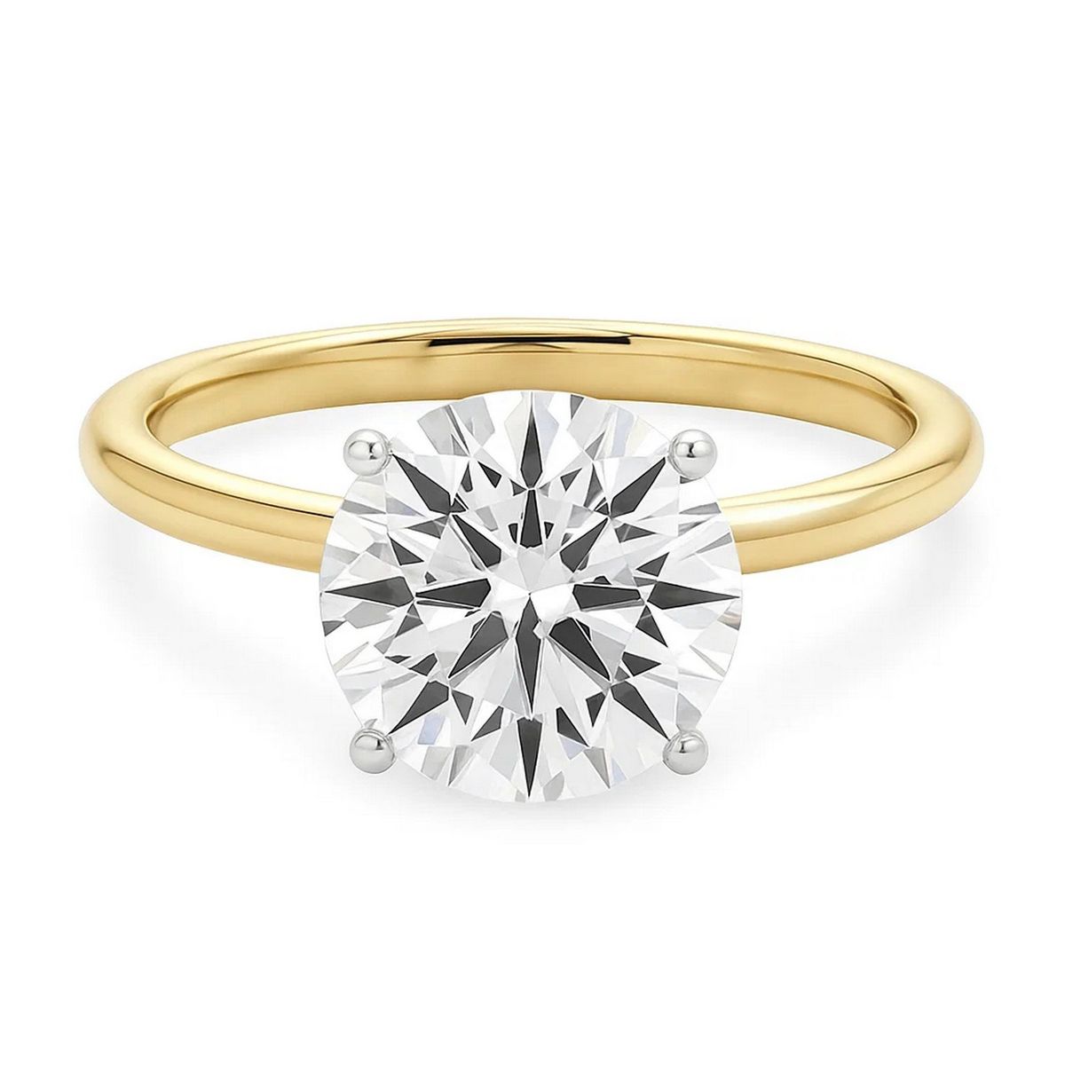 3 Carat Round Lab Grown IGI G/VS1 Diamond Solitaire Ring in 14K Yellow Gold thumbnail 5