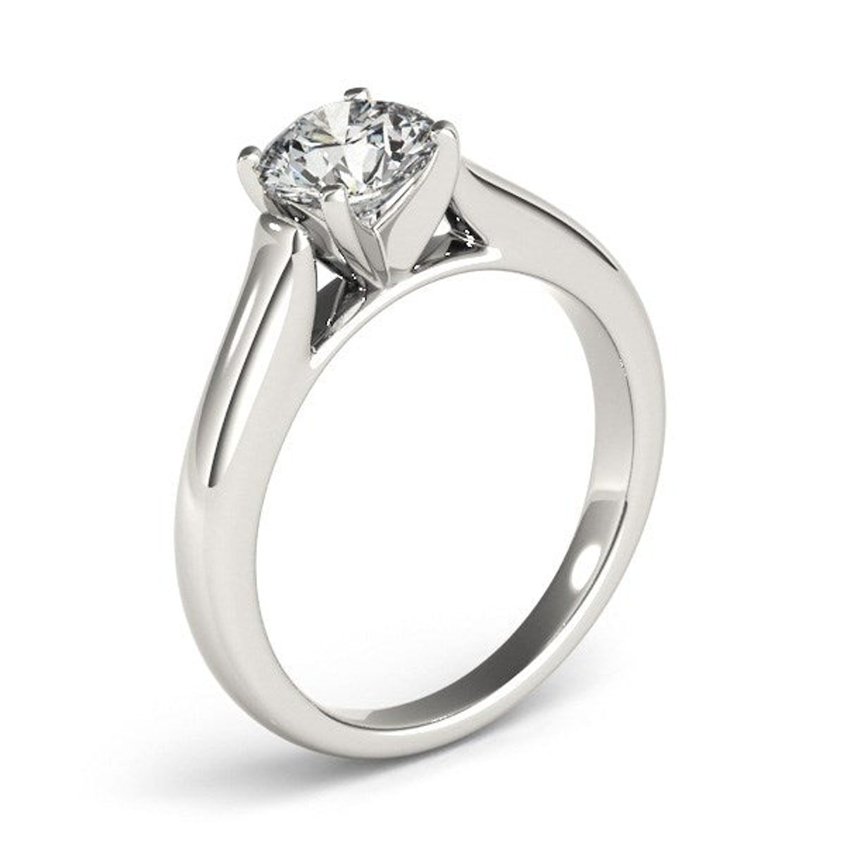 14k White Gold Cathedral Design Solitaire Diamond Engagement Ring (1 cttw) thumbnail 3