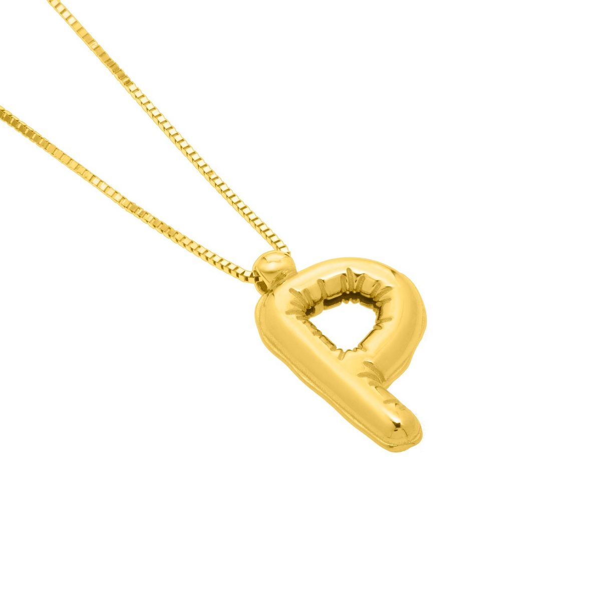 14K Yellow Gold Helium Initial P Pendant thumbnail 3
