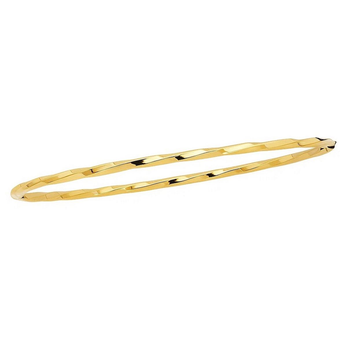 14k Yellow Gold Thin Twisted Shiny Bangle (2.50 mm) thumbnail 2