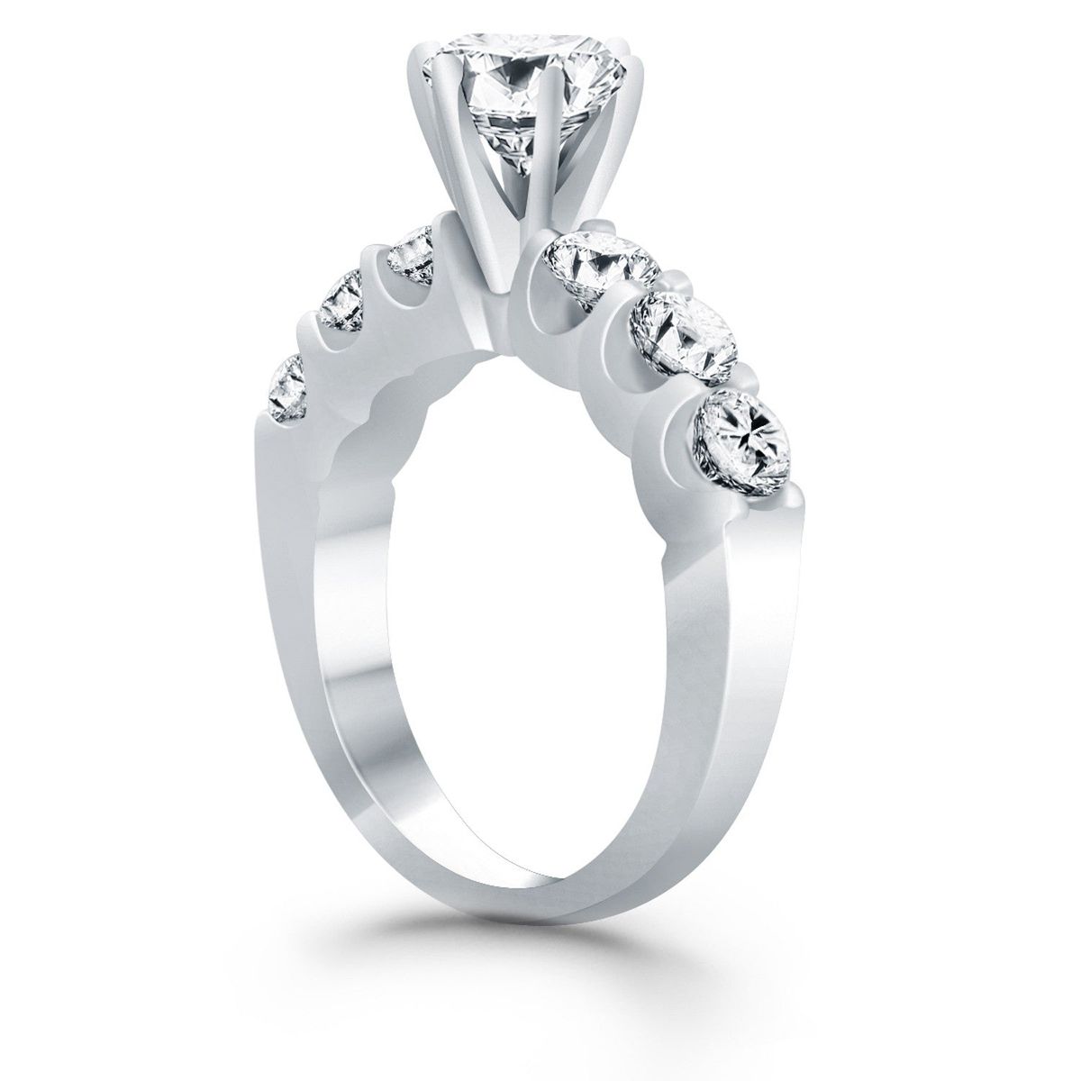 14k White Gold Shared Prong Diamond Engagement Ring thumbnail 3