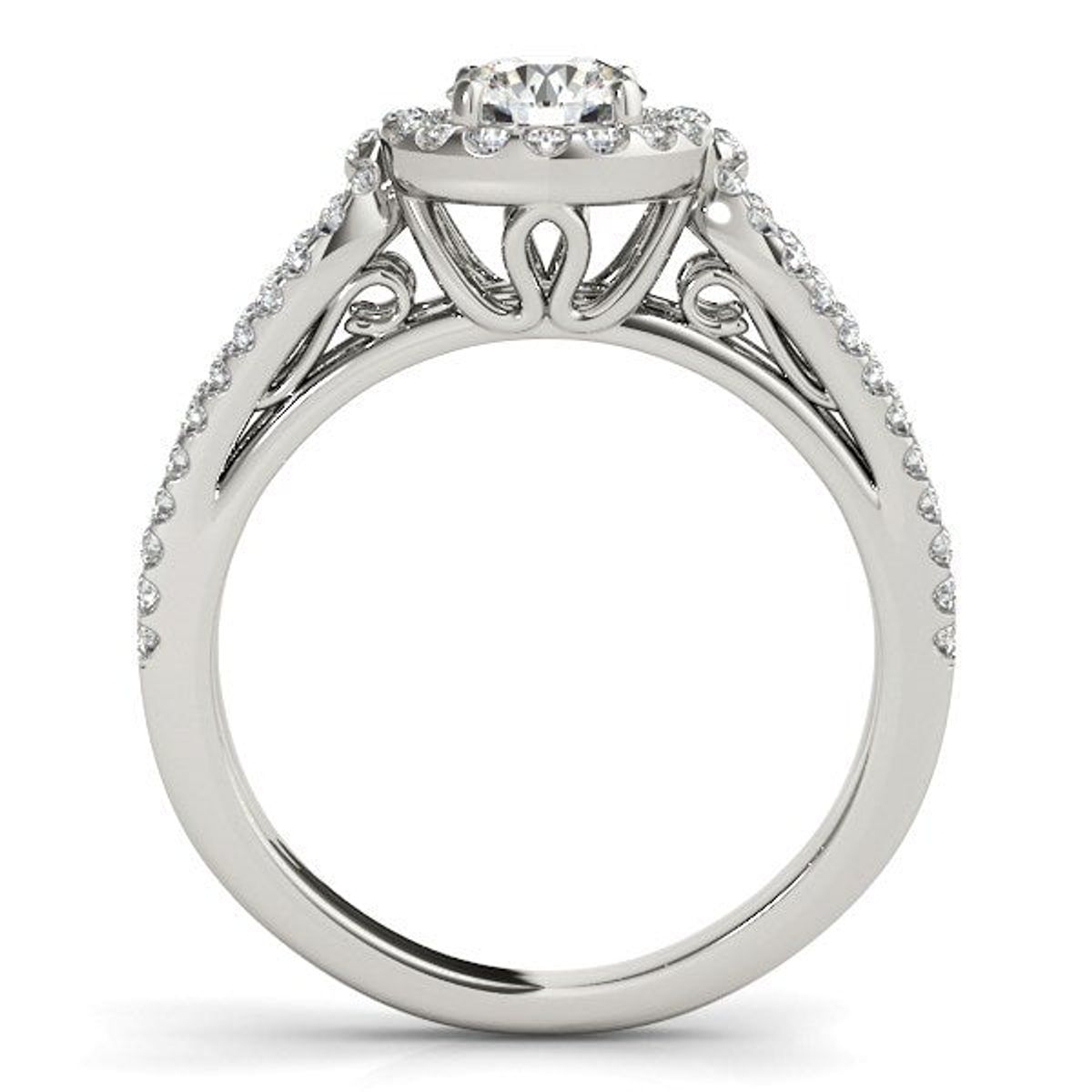 14k White Gold Diamond Engagement Ring with Teardrop Split Shank (7/8 cttw) thumbnail 2