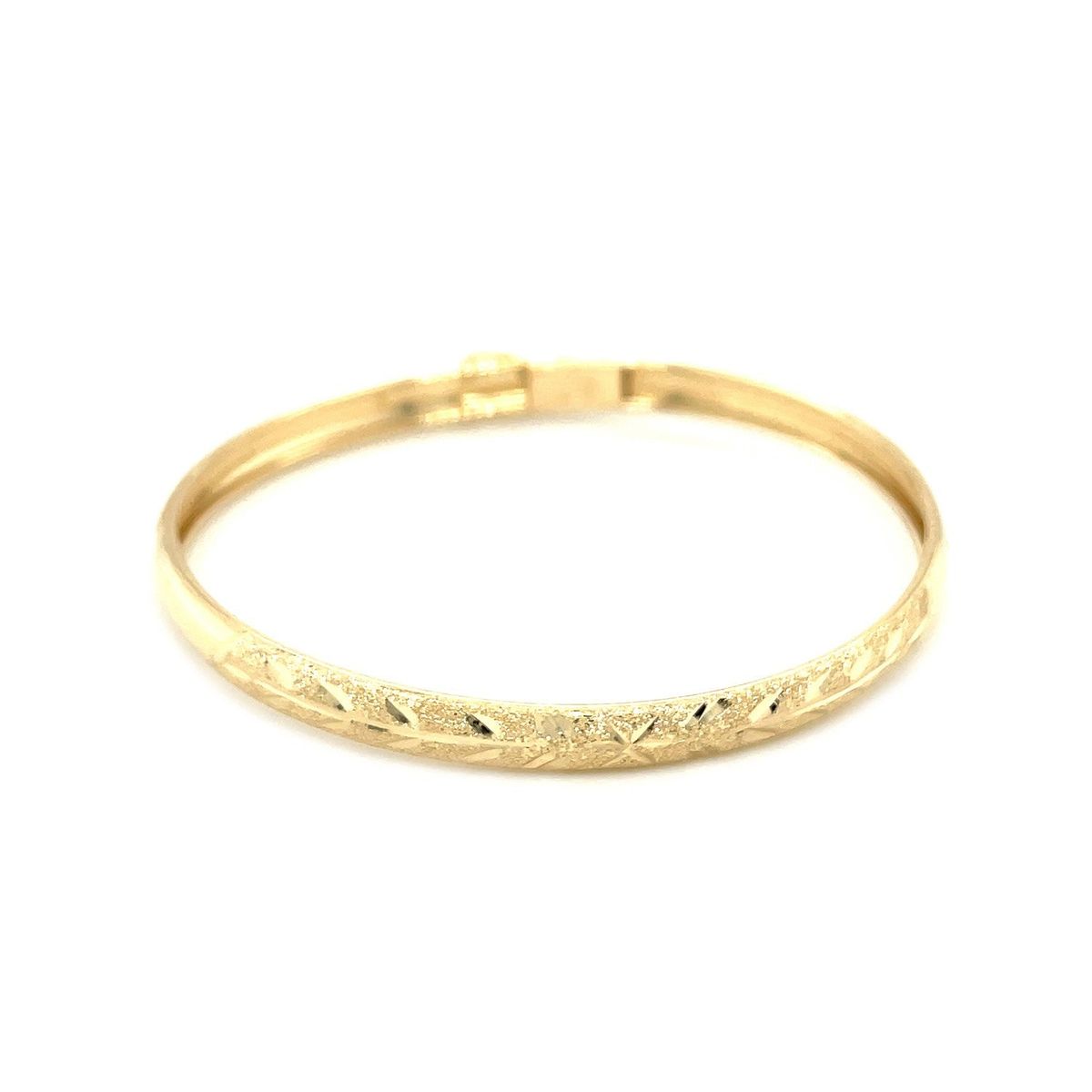 10k Yellow Gold Dome Childrens Diamond Cut Florentine Bangle (4.00 mm) thumbnail 2