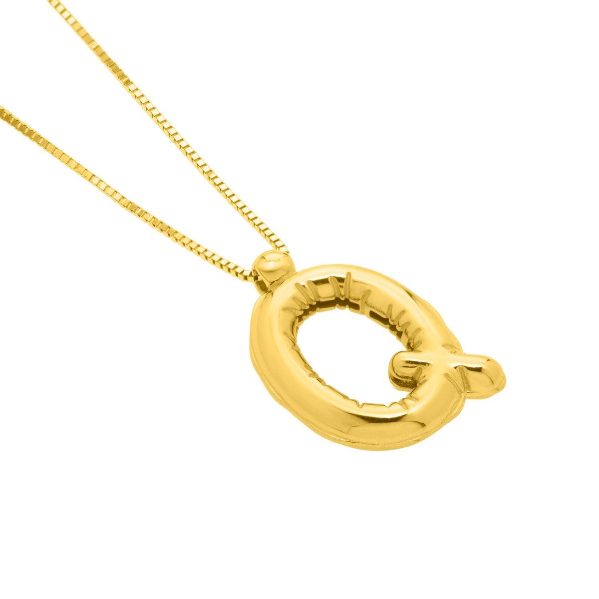 14K Yellow Gold Helium Initial Q Pendant thumbnail 3