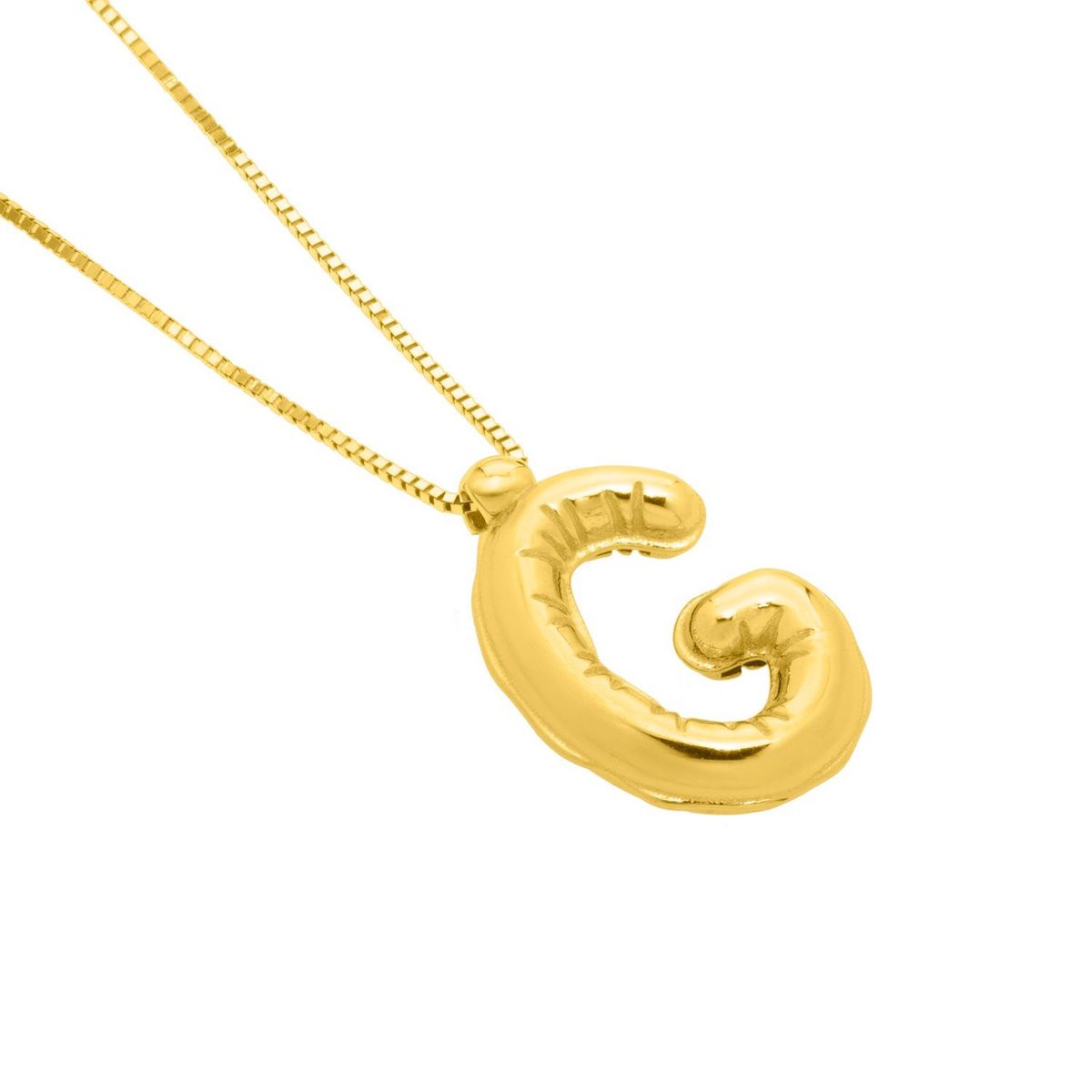 14K Yellow Gold Helium Initial G Pendant thumbnail 3