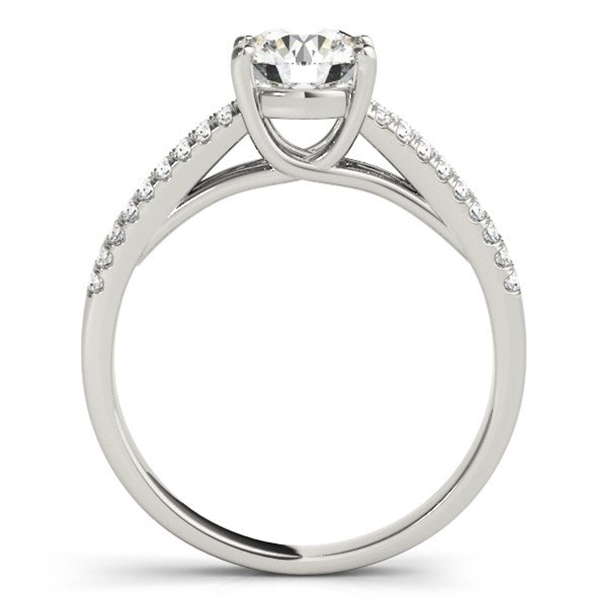 14k White Gold Split Shank Round Diamond Engagement Ring (1 1/8 cttw) thumbnail 4