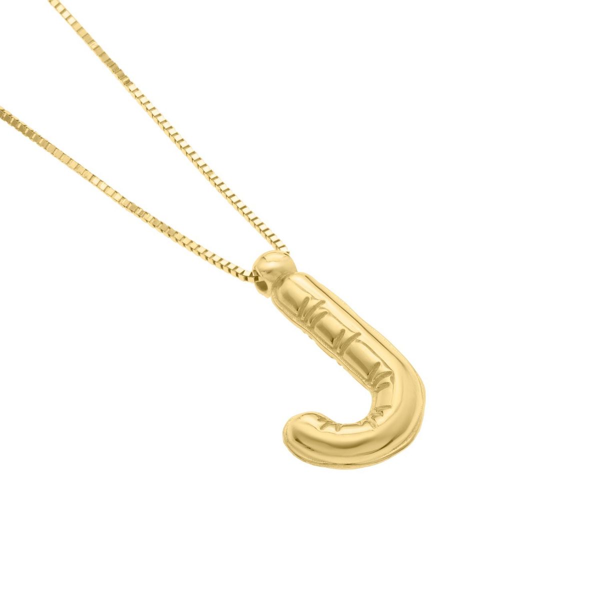 14K Yellow Gold Helium Initial J Pendant thumbnail 3