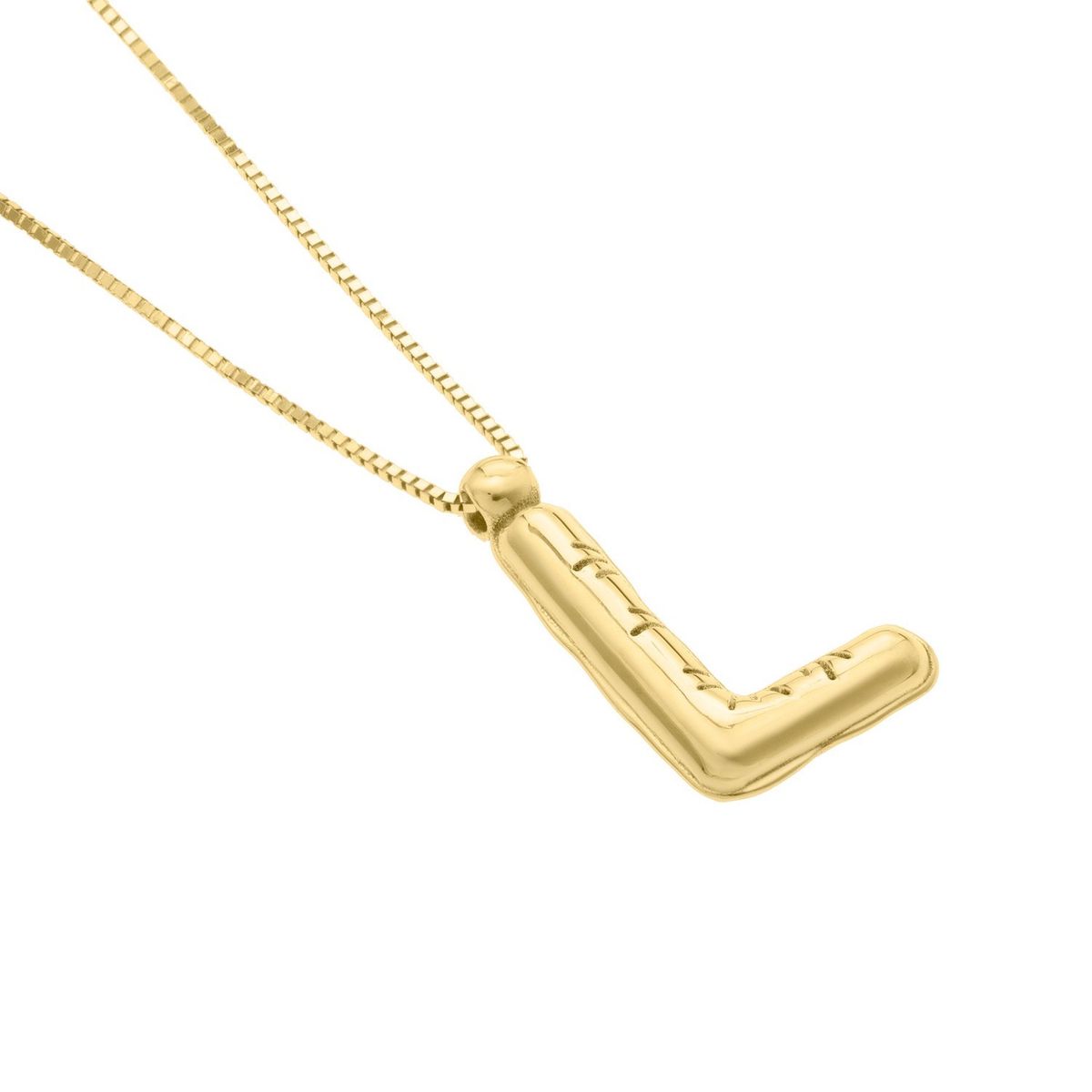 14K Yellow Gold Helium Initial L Pendant thumbnail 3