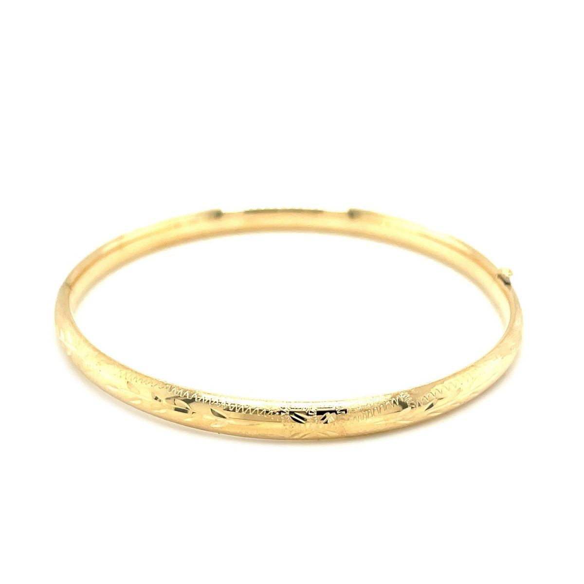 10k Yellow Gold Botanical Pattern Florentine Bangle (5.00 mm) thumbnail 2