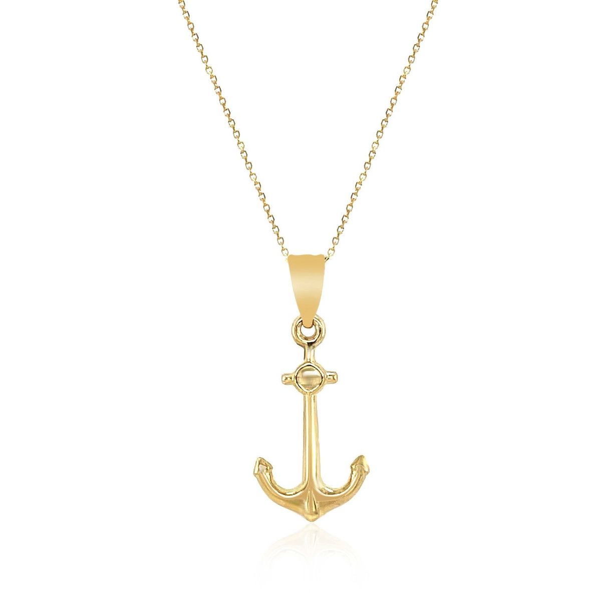 14k Yellow Gold Cable Chain with Anchor Pendant thumbnail 2