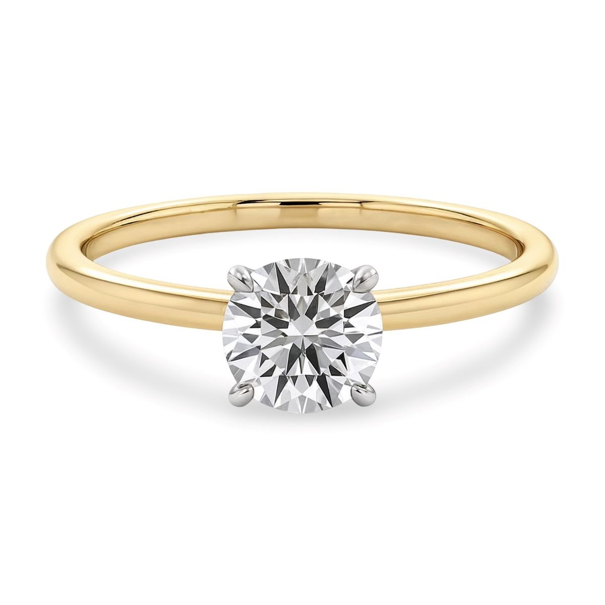 3/4 Carat Round Lab Grown IGI G/VS1 Diamond Solitaire Ring in 14K Yellow Gold thumbnail 4