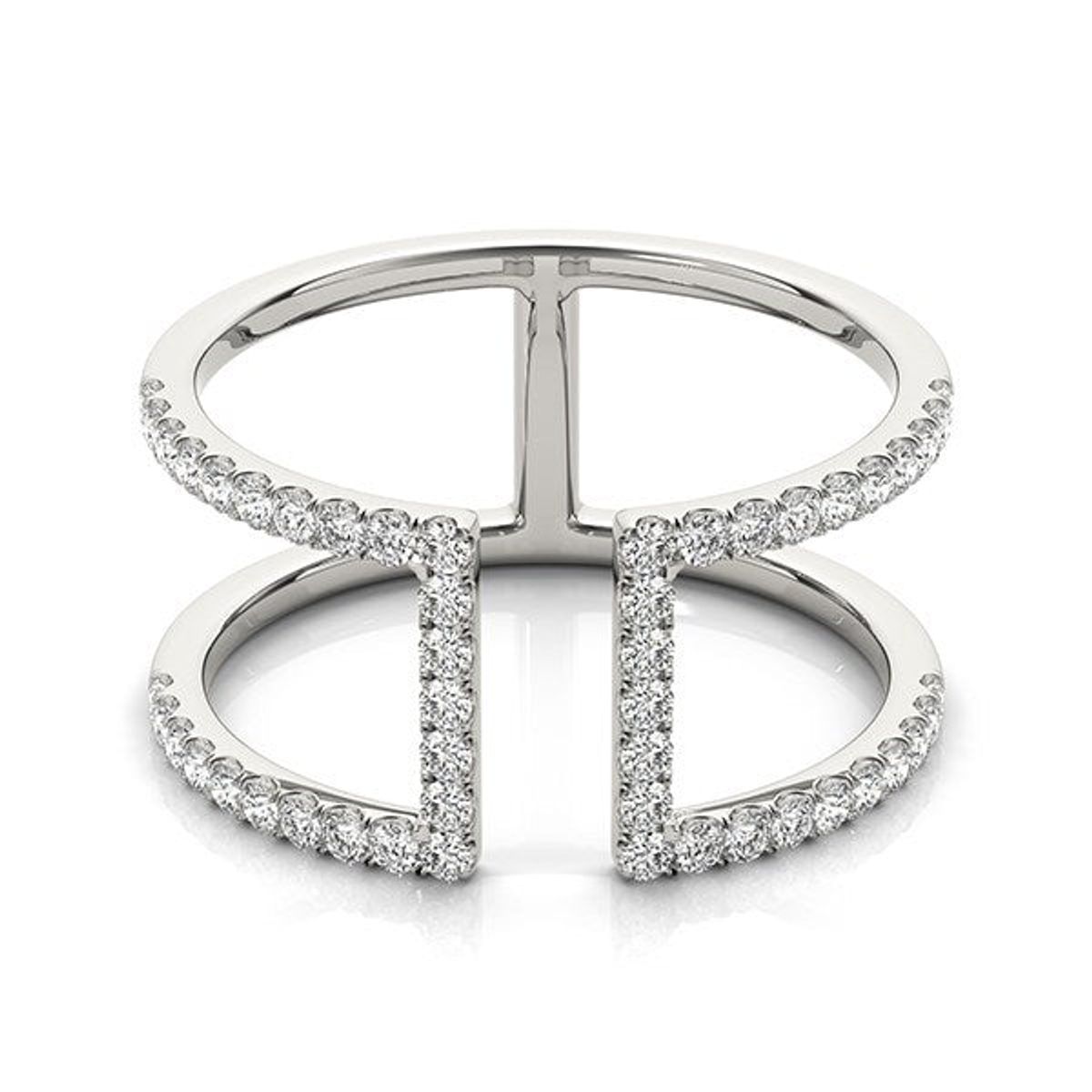 14k White Gold Modern Dual Band Style Diamond Ring (1/2 cttw) thumbnail 2