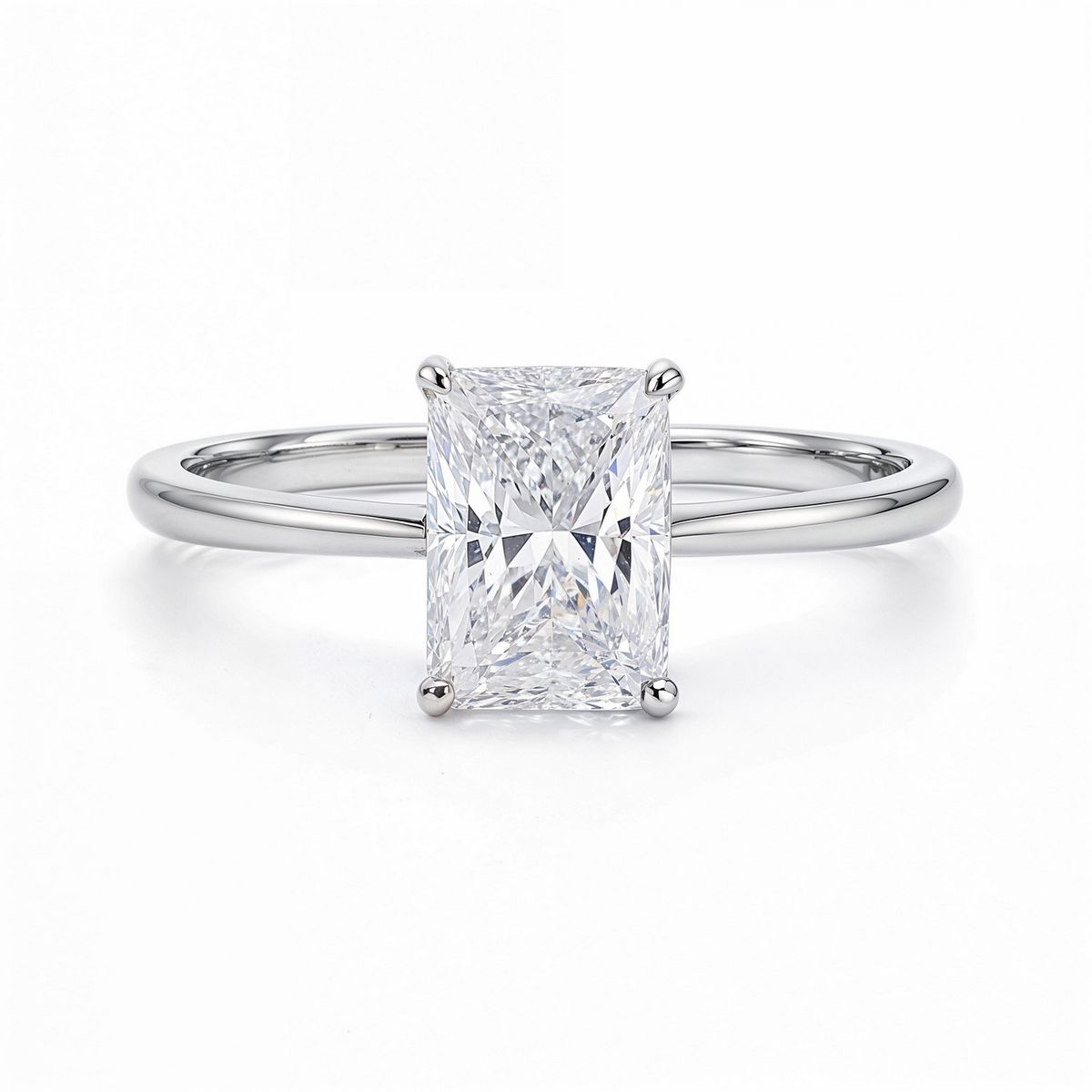 2 Carat Radiant Lab Grown IGI G/VS1 Diamond Solitaire Ring in 10K White Gold thumbnail 4