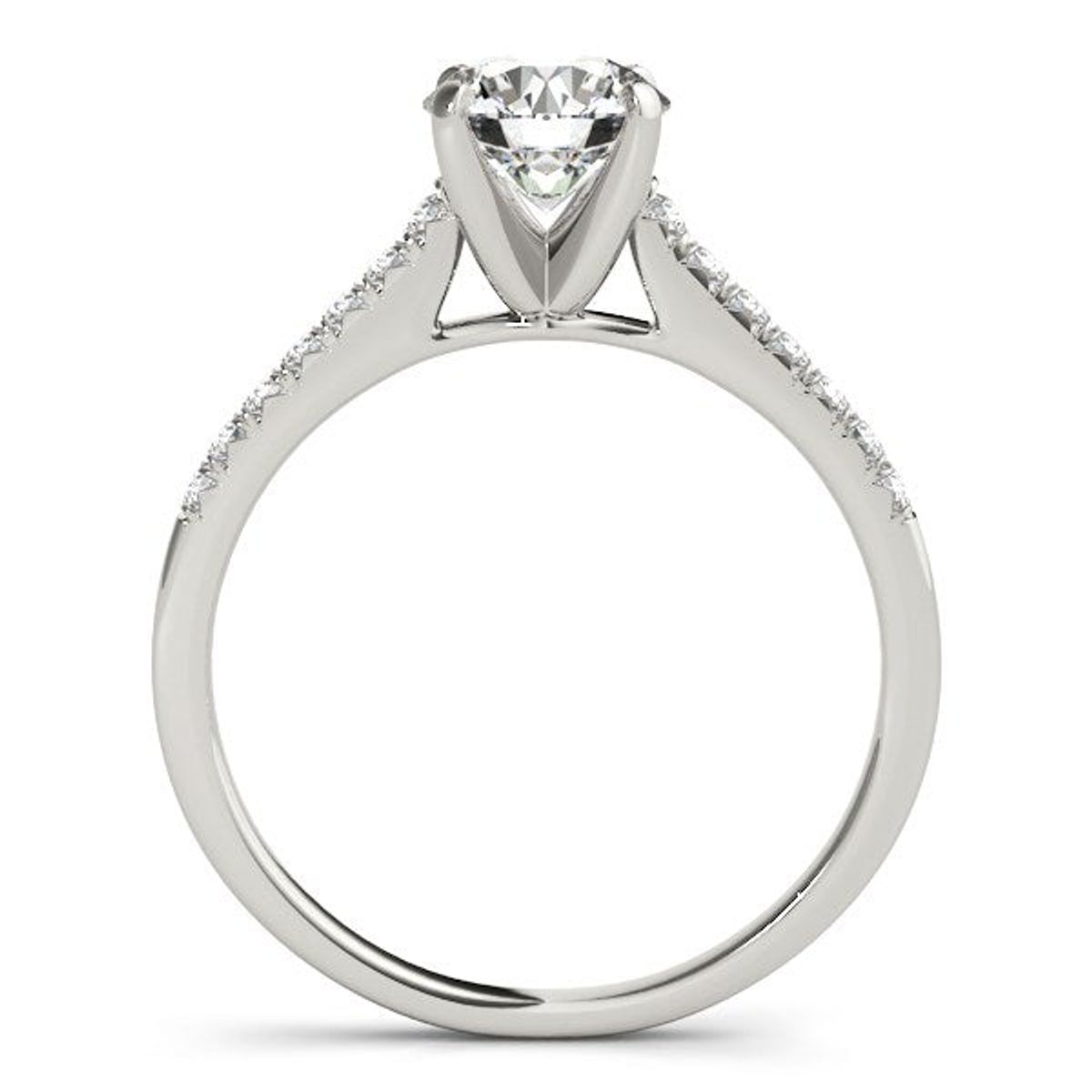 14k White Gold Single Row Scalloped Set Diamond Engagement Ring (1 1/8 cttw) thumbnail 2