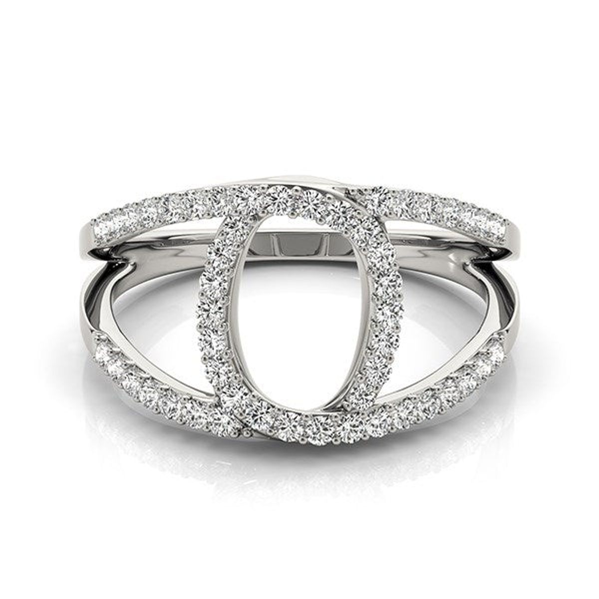 14k White Gold Diamond Loop Style Dual Band Ring (1/2 cttw) thumbnail 2