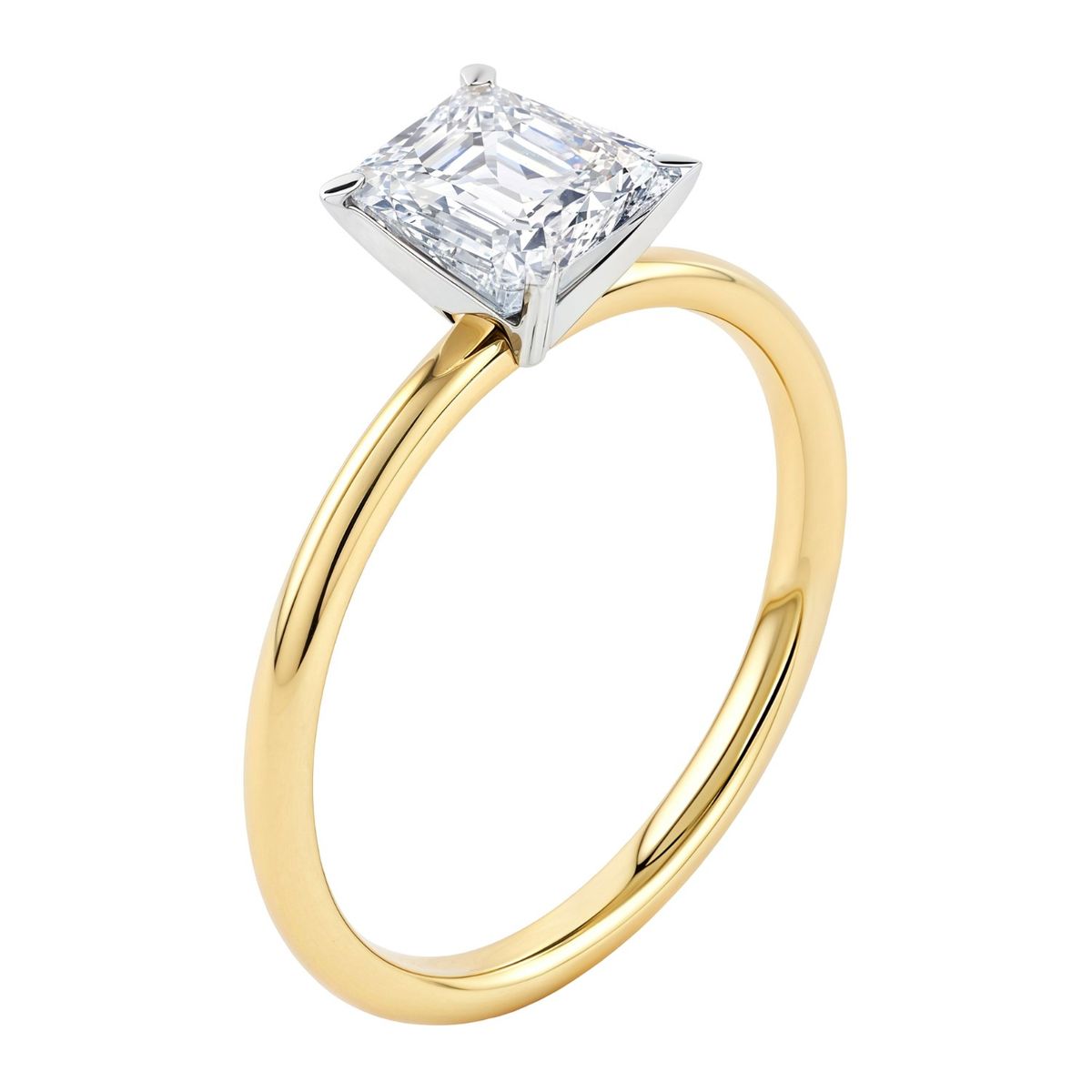 2 Carat Emerald Lab Grown IGI G/VS1 Diamond Solitaire Ring in 10K Yellow Gold thumbnail 3