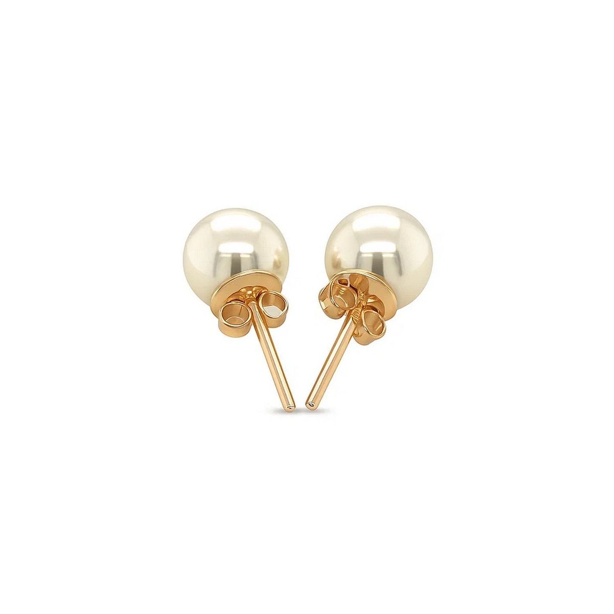 14k Yellow Gold Freshwater Cultured White Pearl Stud Earrings (6mm) thumbnail 3