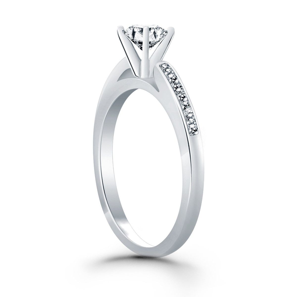 14k White Gold Diamond Channel Cathedral Engagement Ring thumbnail 3