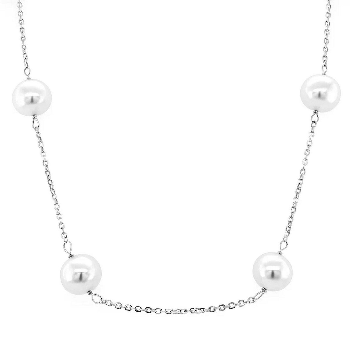 14k White Gold Necklace with White Pearls thumbnail 3