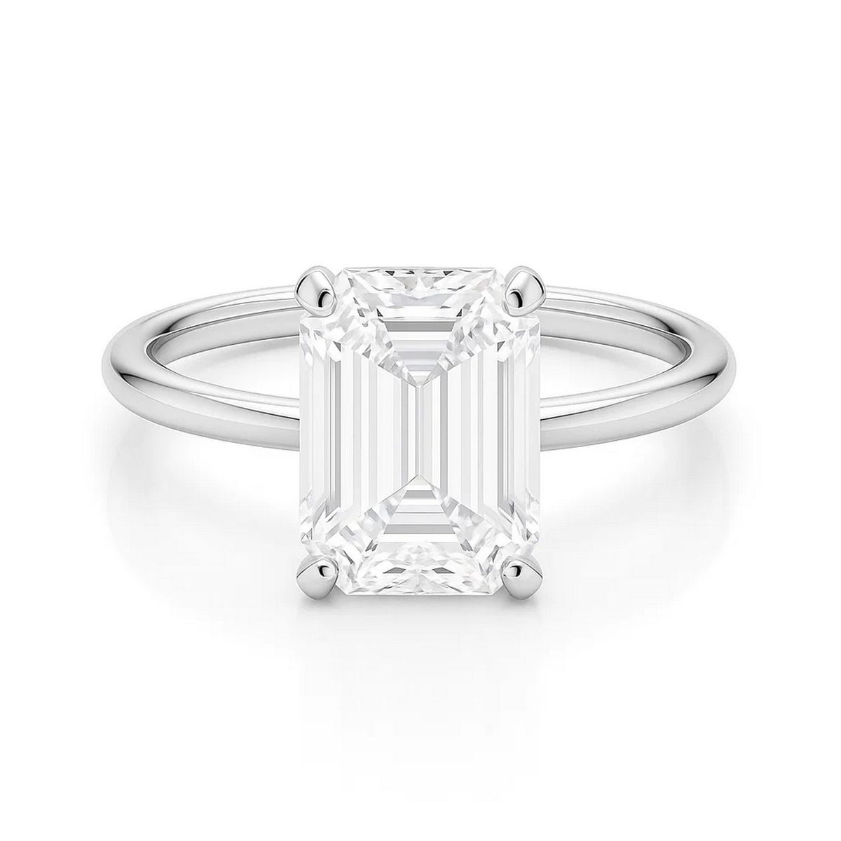 5 Carat Emerald Lab Grown IGI G/VS1 Diamond Solitaire Ring in 14K White Gold thumbnail 4