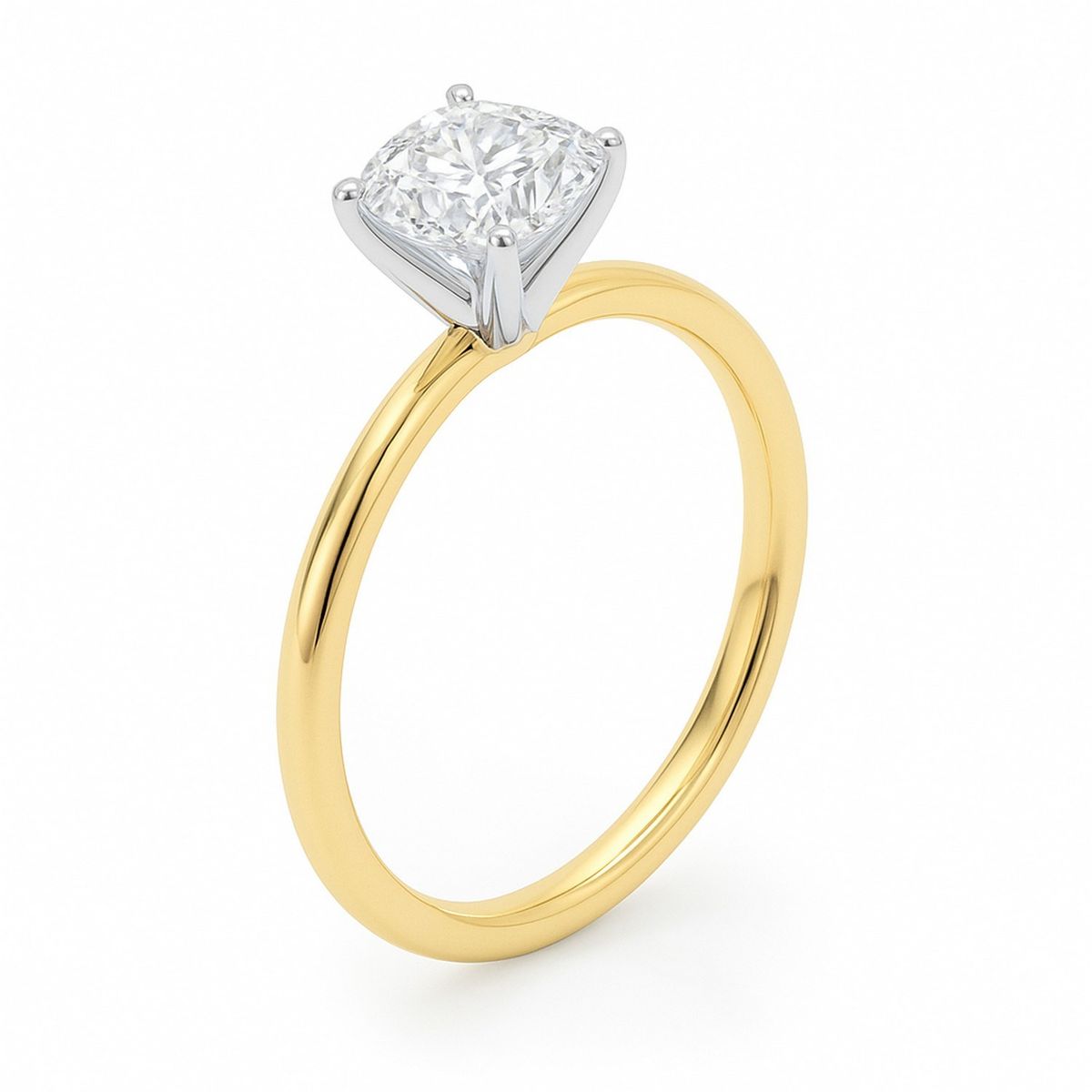 1.50Ct Cushion Lab Grown IGI G/VS1 Diamond Ring in 10K Yellow Gold thumbnail 3