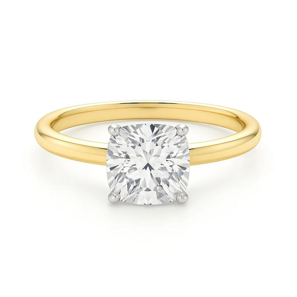 3 Carat Cushion Lab Grown IGI G/VS1 Diamond Solitaire Ring in 14K Yellow Gold thumbnail 4