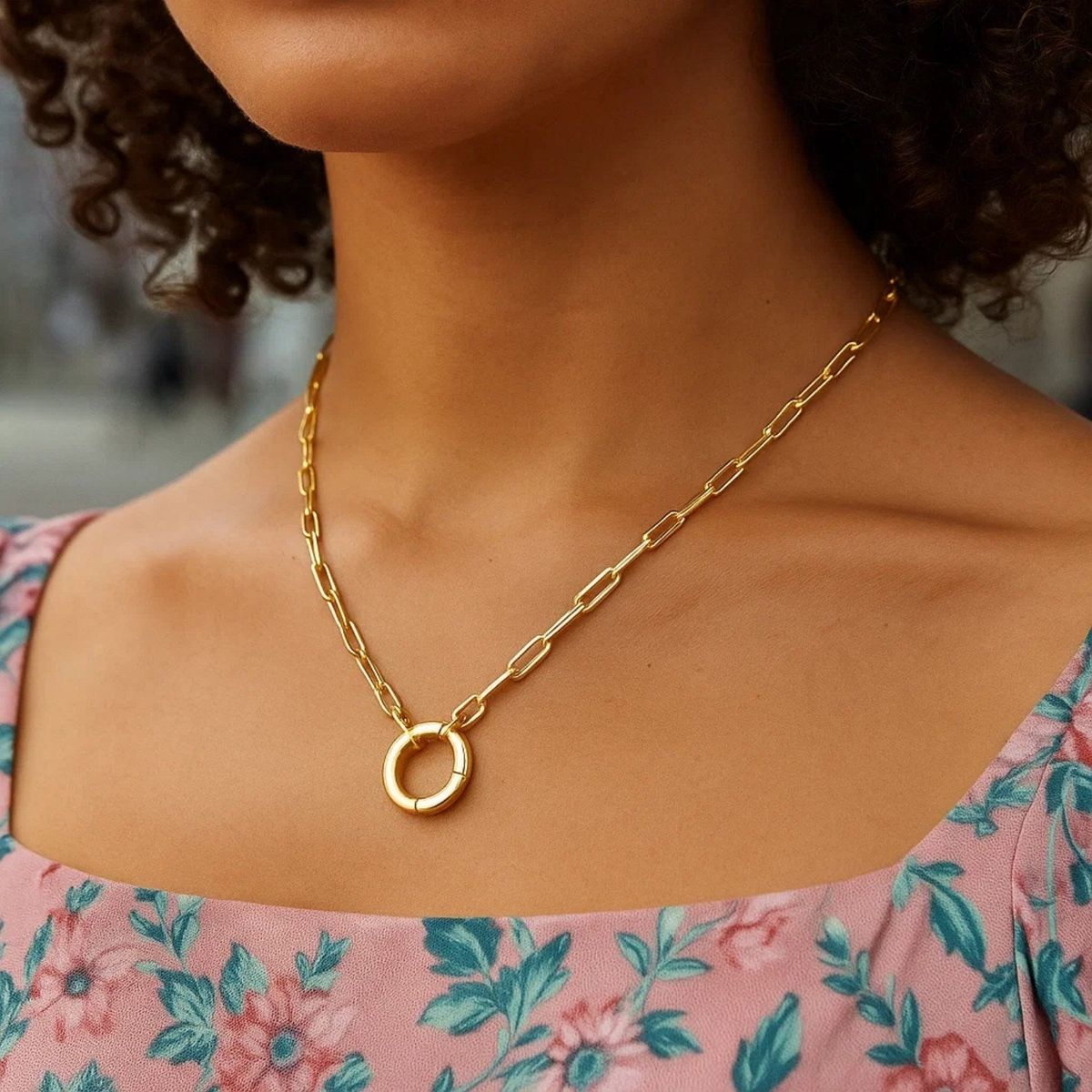 14k Yellow Gold High Polish The Invisible Paperclip Clasp Necklace thumbnail 3