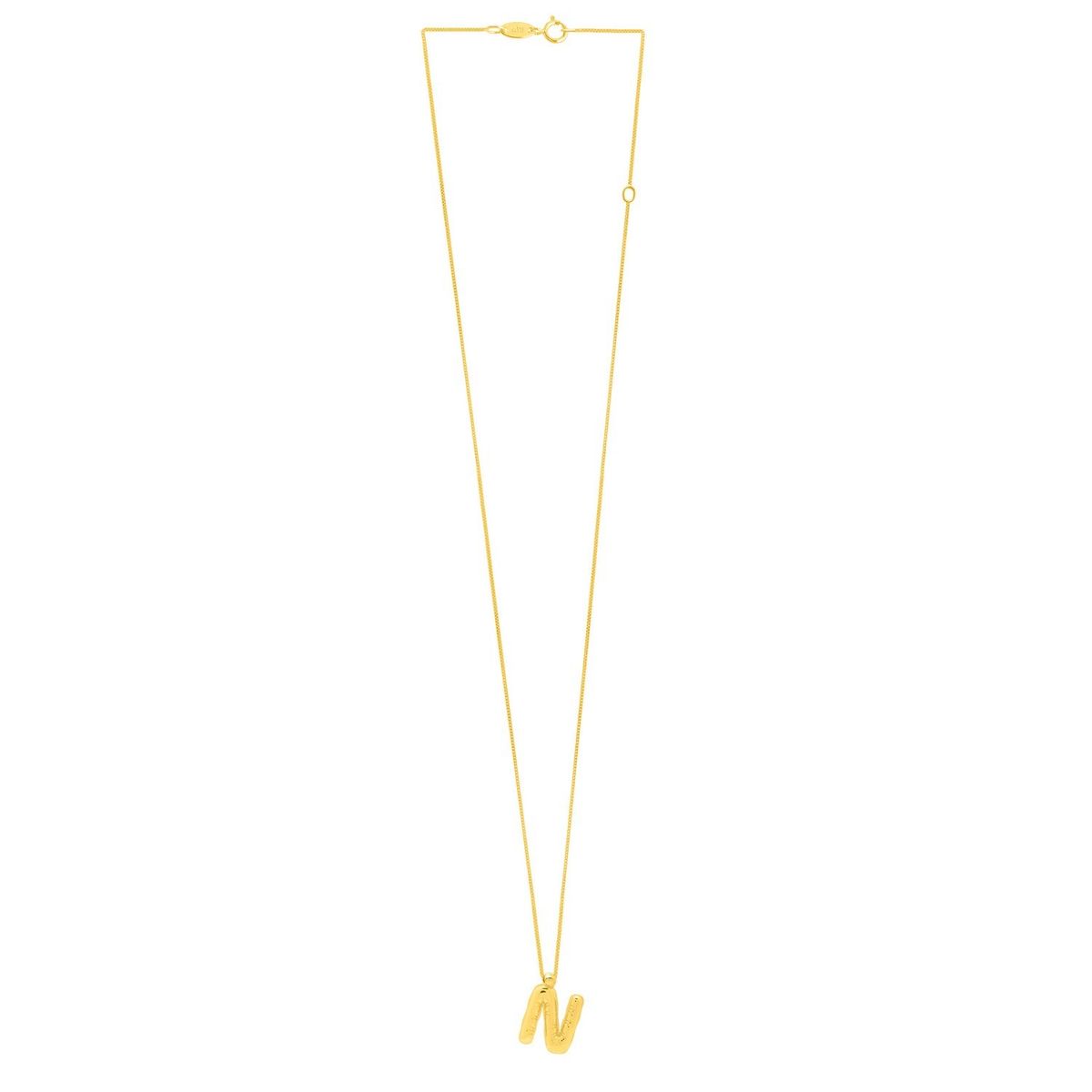 14K Yellow Gold Helium Initial N Pendant thumbnail 2