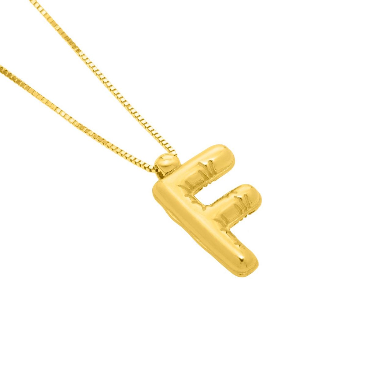 14K Yellow Gold Helium Initial F Pendant thumbnail 3