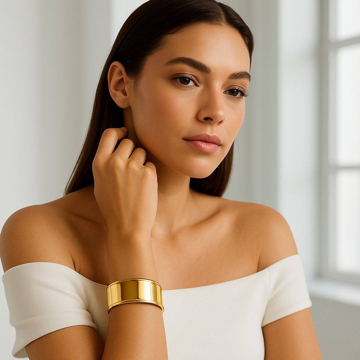 Designer Classic Cuff Bangle in 14K Yellow Gold (20.40 mm) thumbnail 3
