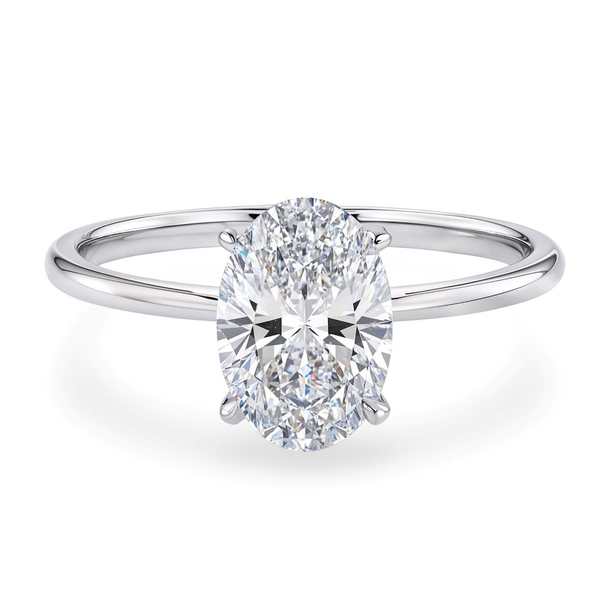 1 1/2 Carat Oval Lab Grown IGI G/VS1 Diamond Solitaire Ring in 14K White Gold thumbnail 4