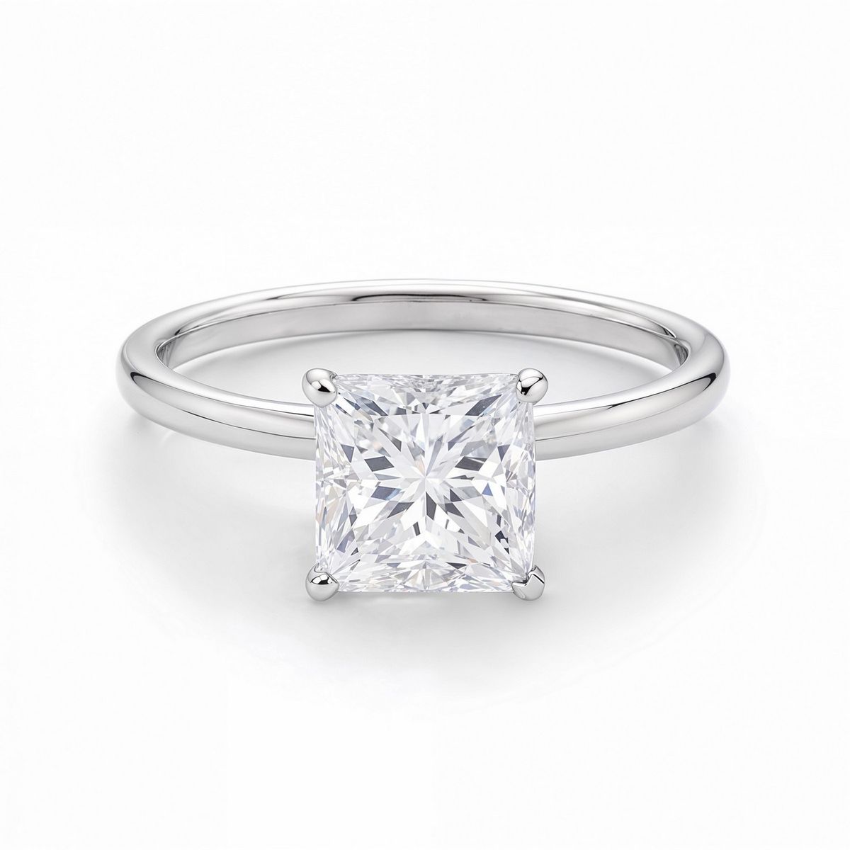 1.50Ct Princess Lab Grown IGI G/VS1 Diamond Ring in 10K White Gold thumbnail 4