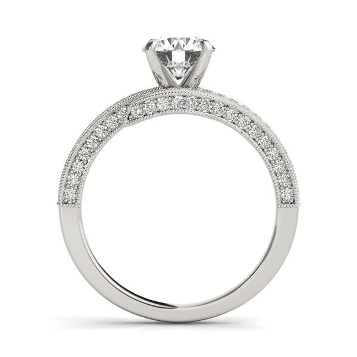 14k White Gold Round Diamond Bypass Style Engagement Ring (1 1/2 cttw) thumbnail 4