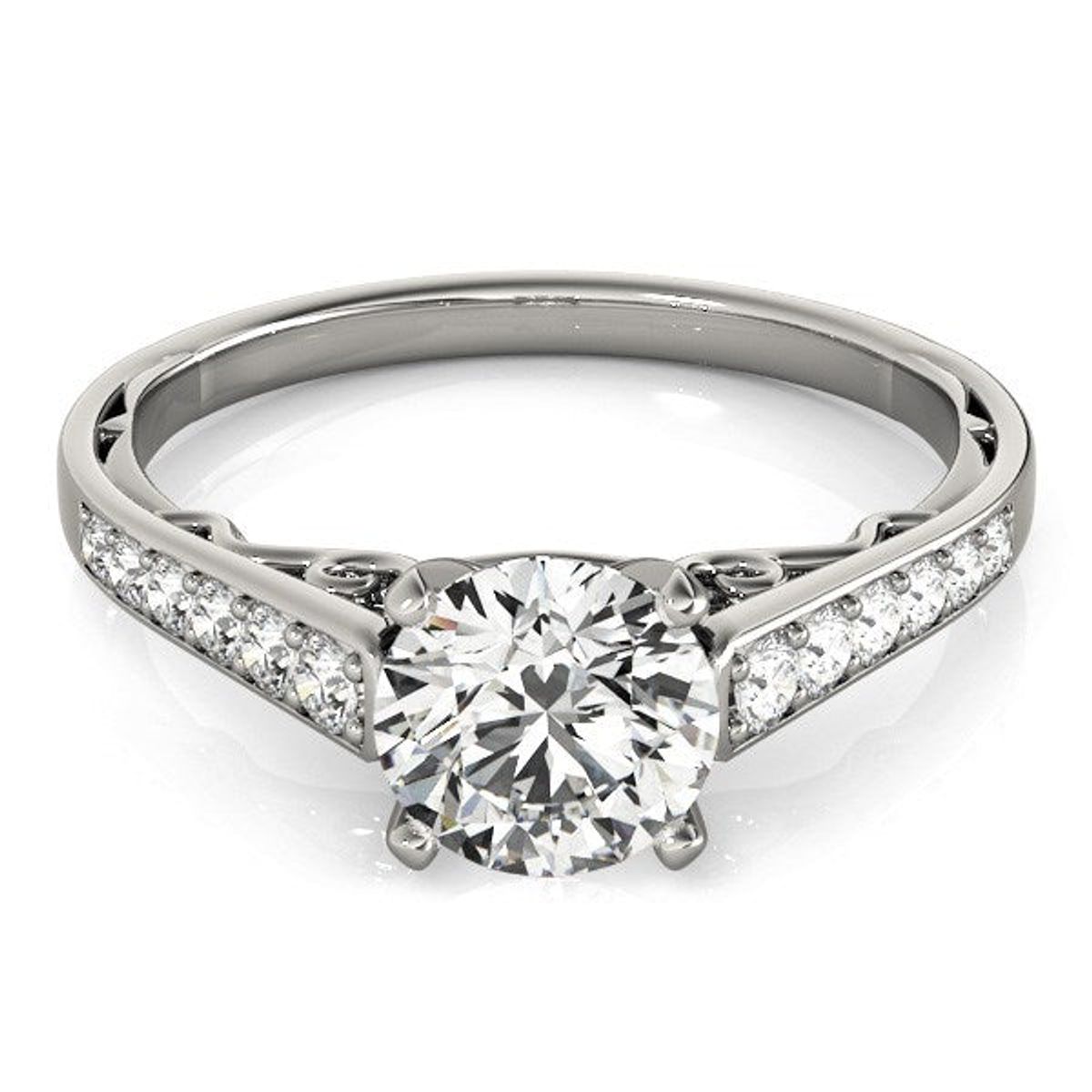 14k White Gold Cathedral Design Diamond Engagement Ring (1 1/4 cttw) thumbnail 2