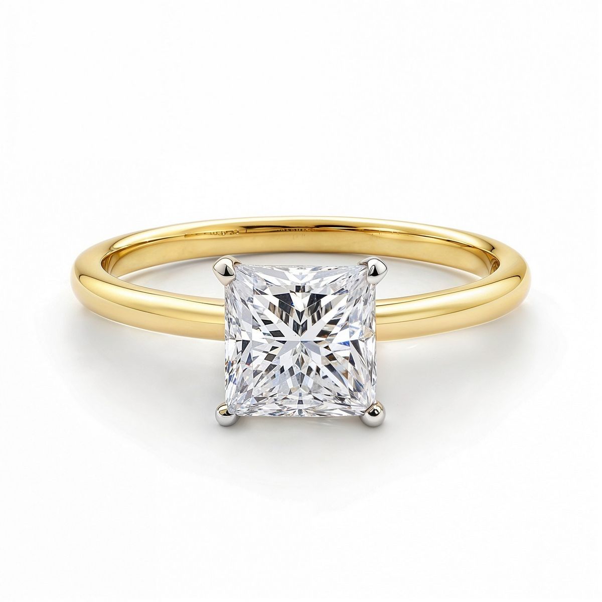 1.50Ct Princess Lab Grown IGI G/VS1 Diamond Ring in 10K Yellow Gold thumbnail 4