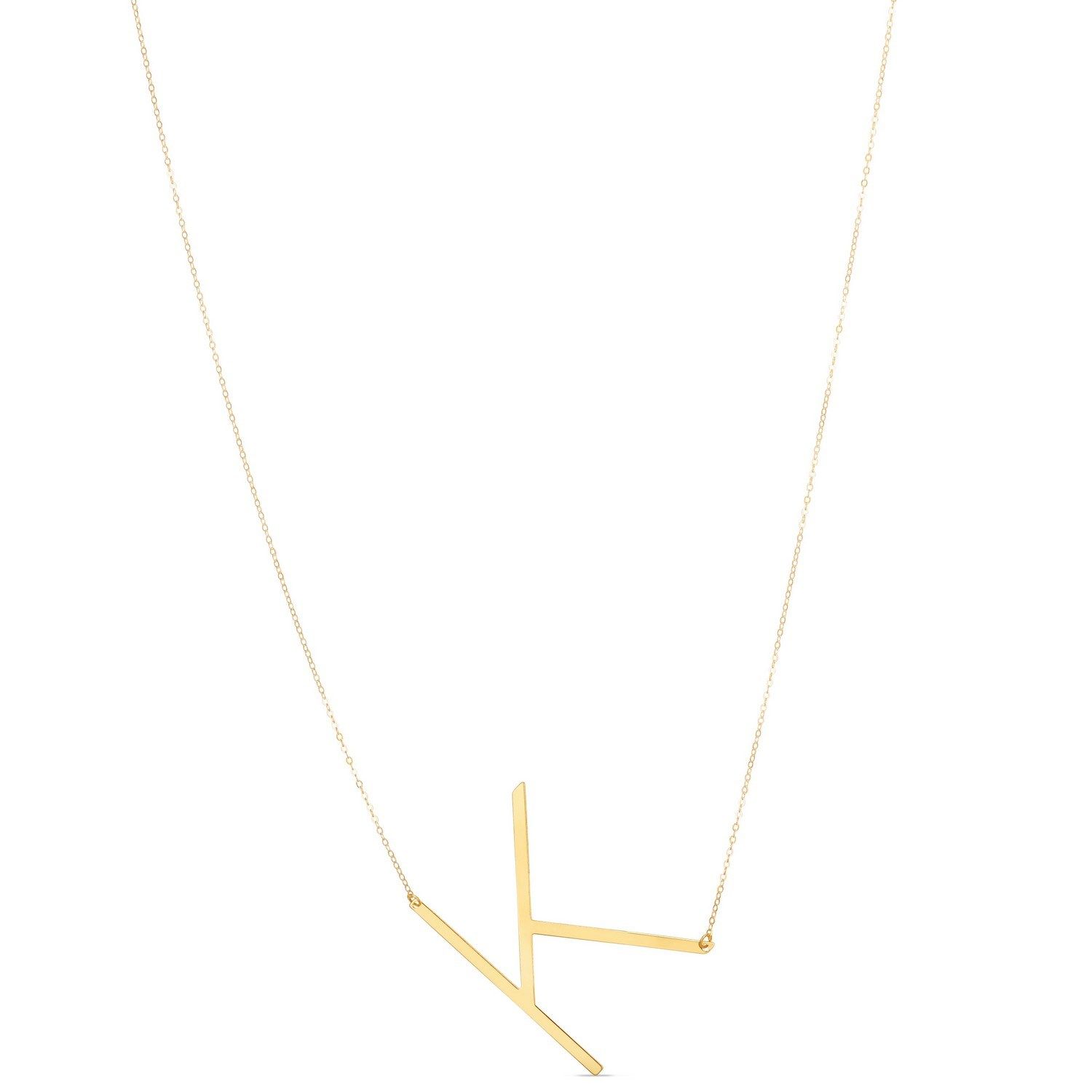14K Yellow Gold Yours Truly Large Initial K Necklace