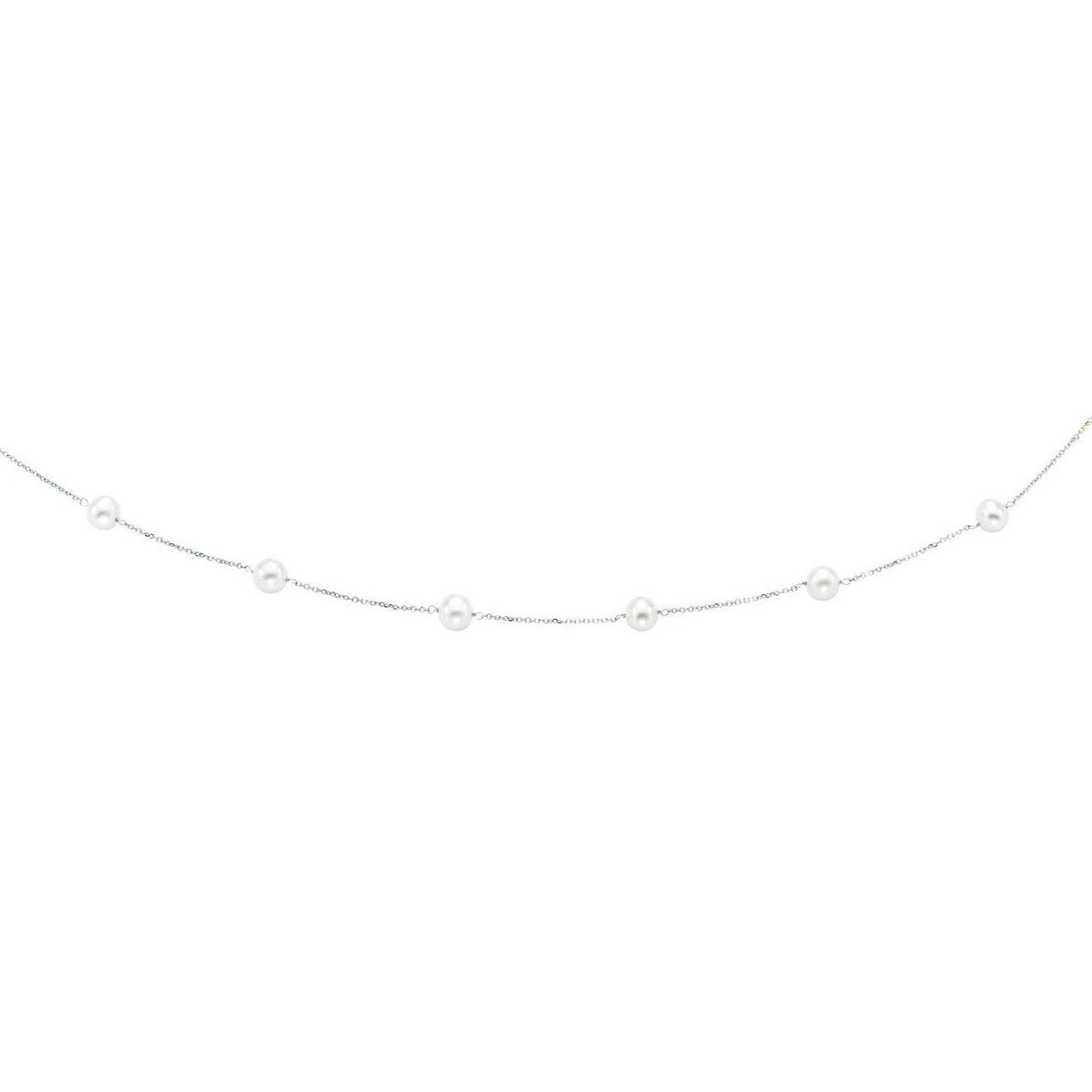 14k White Gold Necklace with White Pearls thumbnail 2