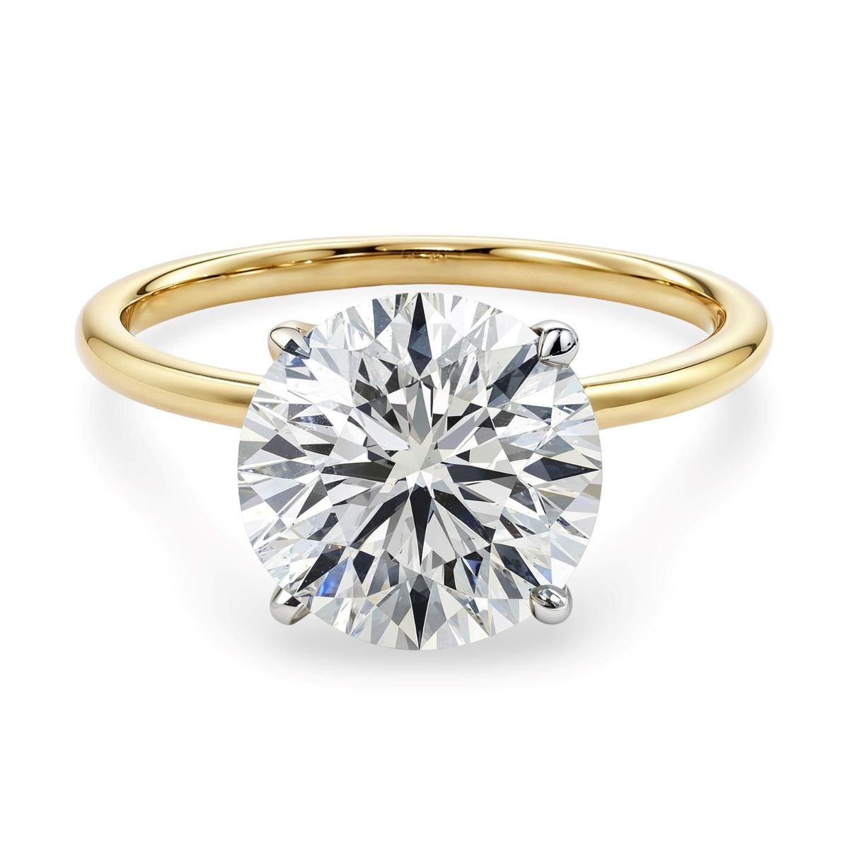 5 Carat Round Lab Grown IGI G/VS1 Diamond Solitaire Ring in 10K Yellow Gold thumbnail 4