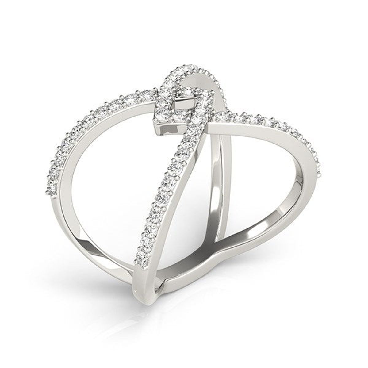 14k White Gold Fancy Entwined Design Diamond Ring (1/2 cttw) thumbnail 3