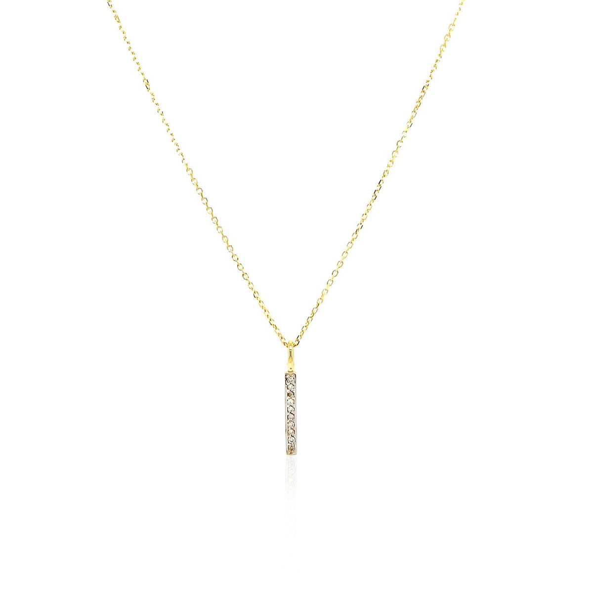 14k Yellow Gold Bar Pendant with Diamonds thumbnail 2