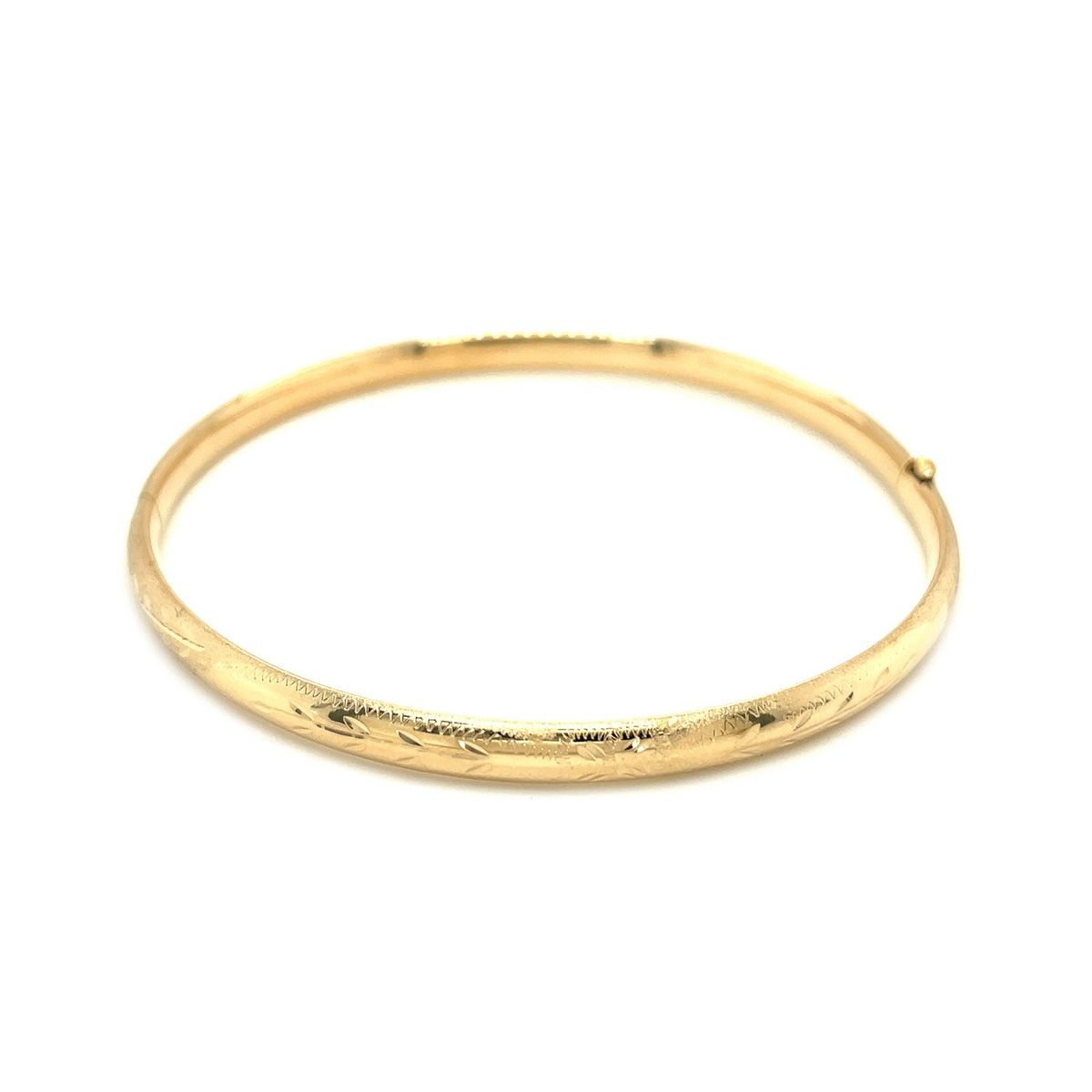 14k Yellow Gold Dome Florentine Design Bangle (5.00 mm) thumbnail 2