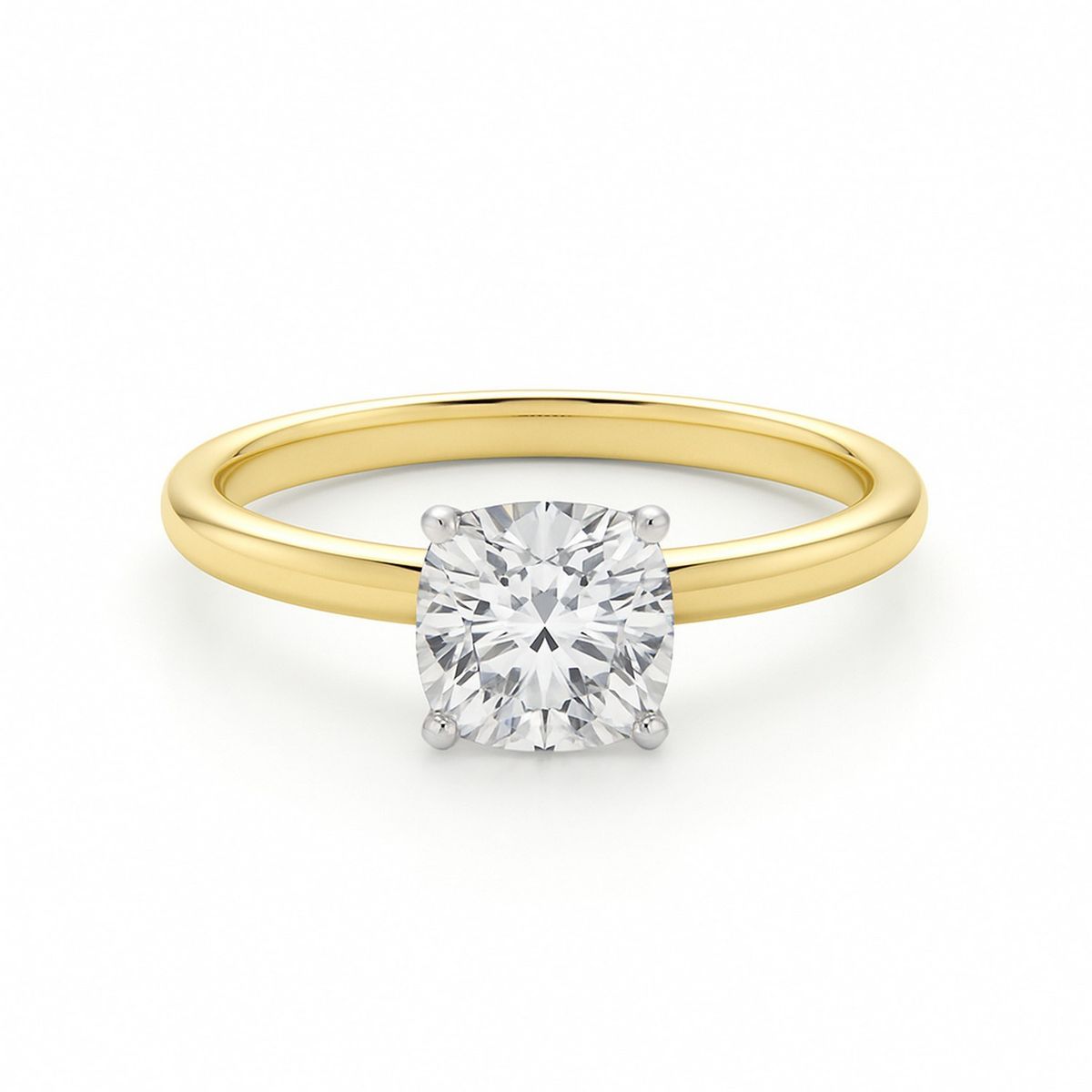 1 Carat Cushion Lab Grown IGI G/VS1 Diamond Solitaire Ring in 10K Yellow Gold thumbnail 4