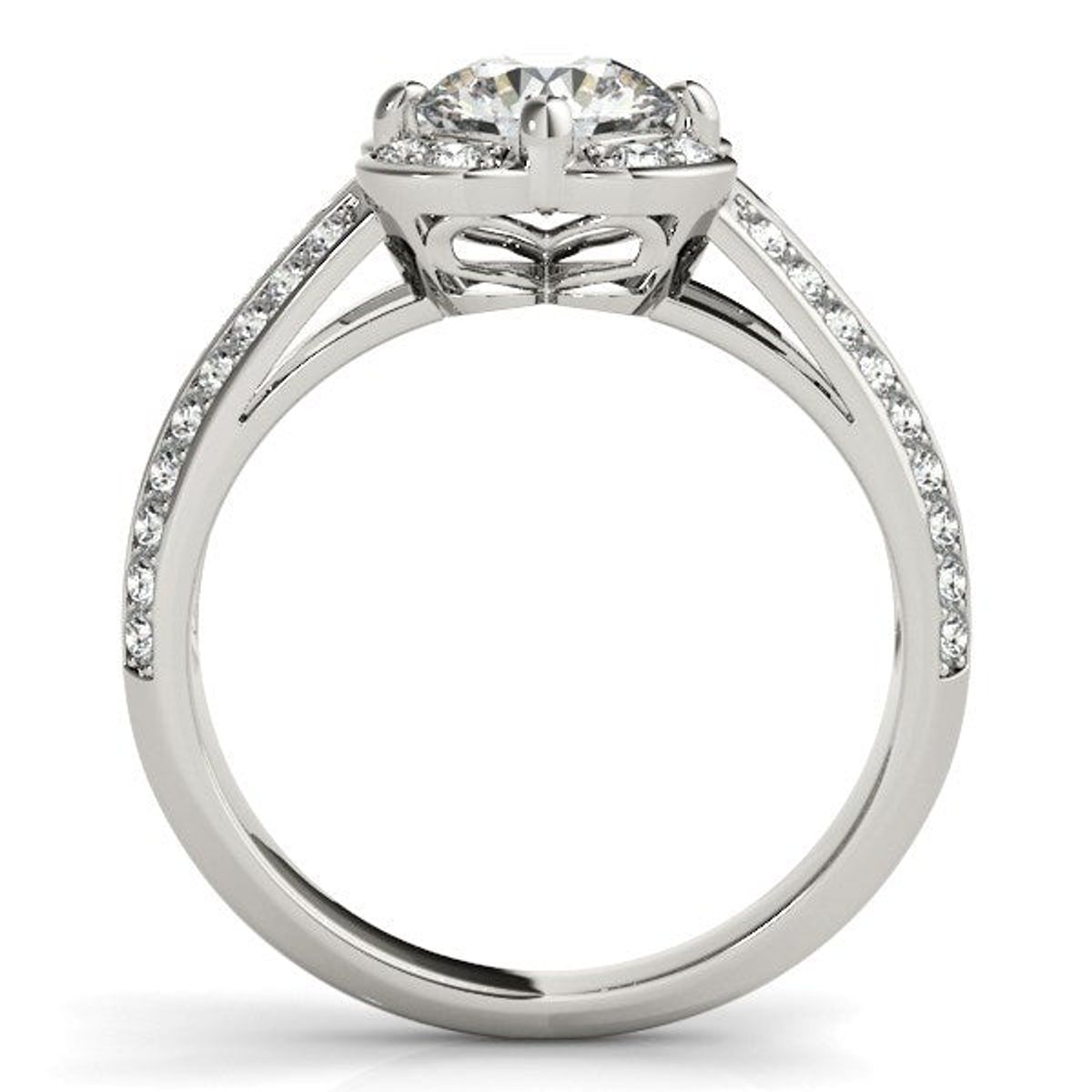Round Diamond Floral Motif Engagement Ring in 14k White Gold (1 3/8 cttw) thumbnail 2