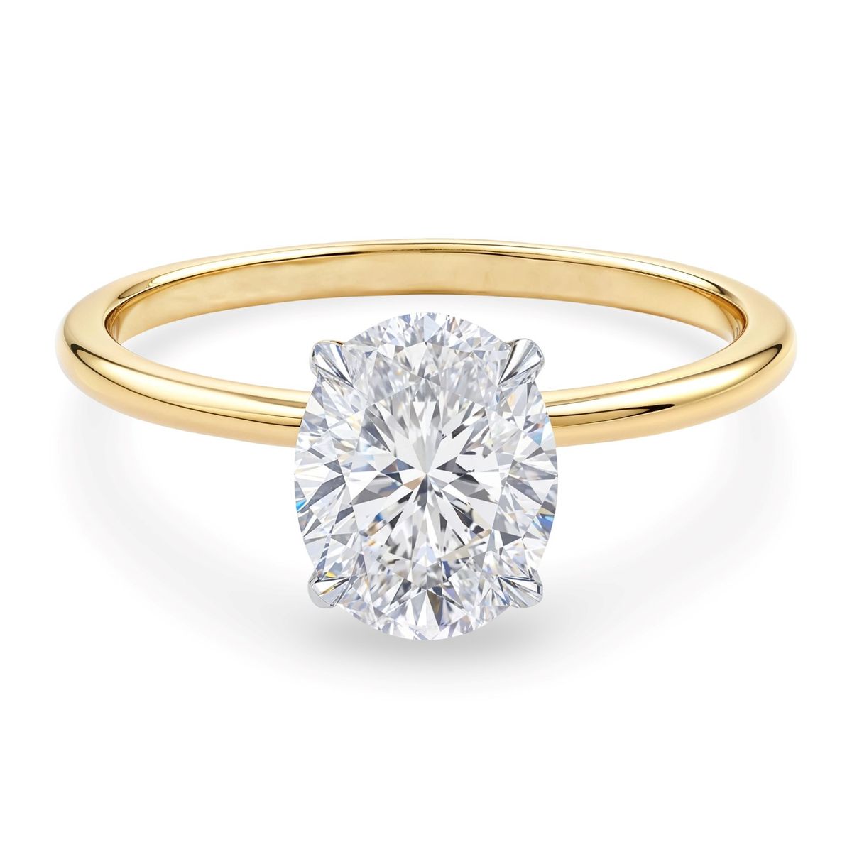 1 1/2 Carat Oval Lab Grown IGI G/VS1 Diamond Solitaire Ring in 10K Yellow Gold thumbnail 4