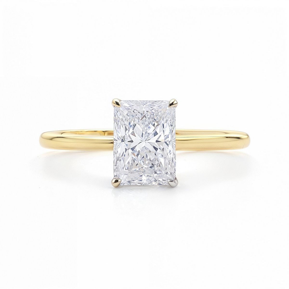 2 Carat Radiant Lab Grown IGI G/VS1 Diamond Solitaire Ring in 10K Yellow Gold thumbnail 4