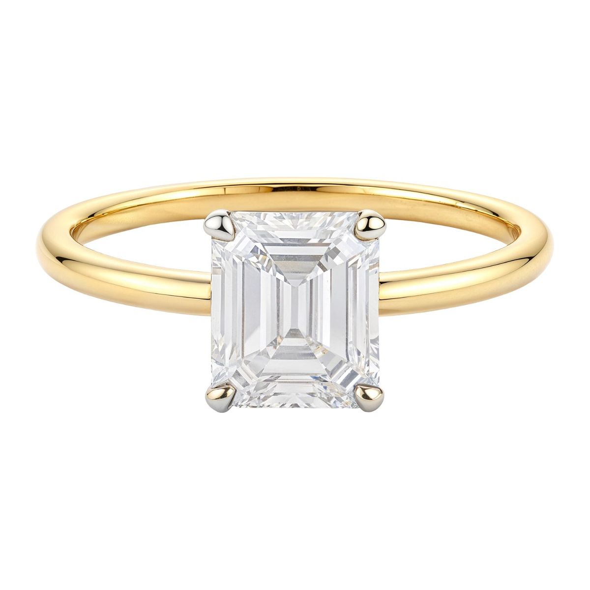 1 Carat Emerald Lab Grown IGI G/VS1 Diamond Solitaire Ring in 10K Yellow Gold thumbnail 4