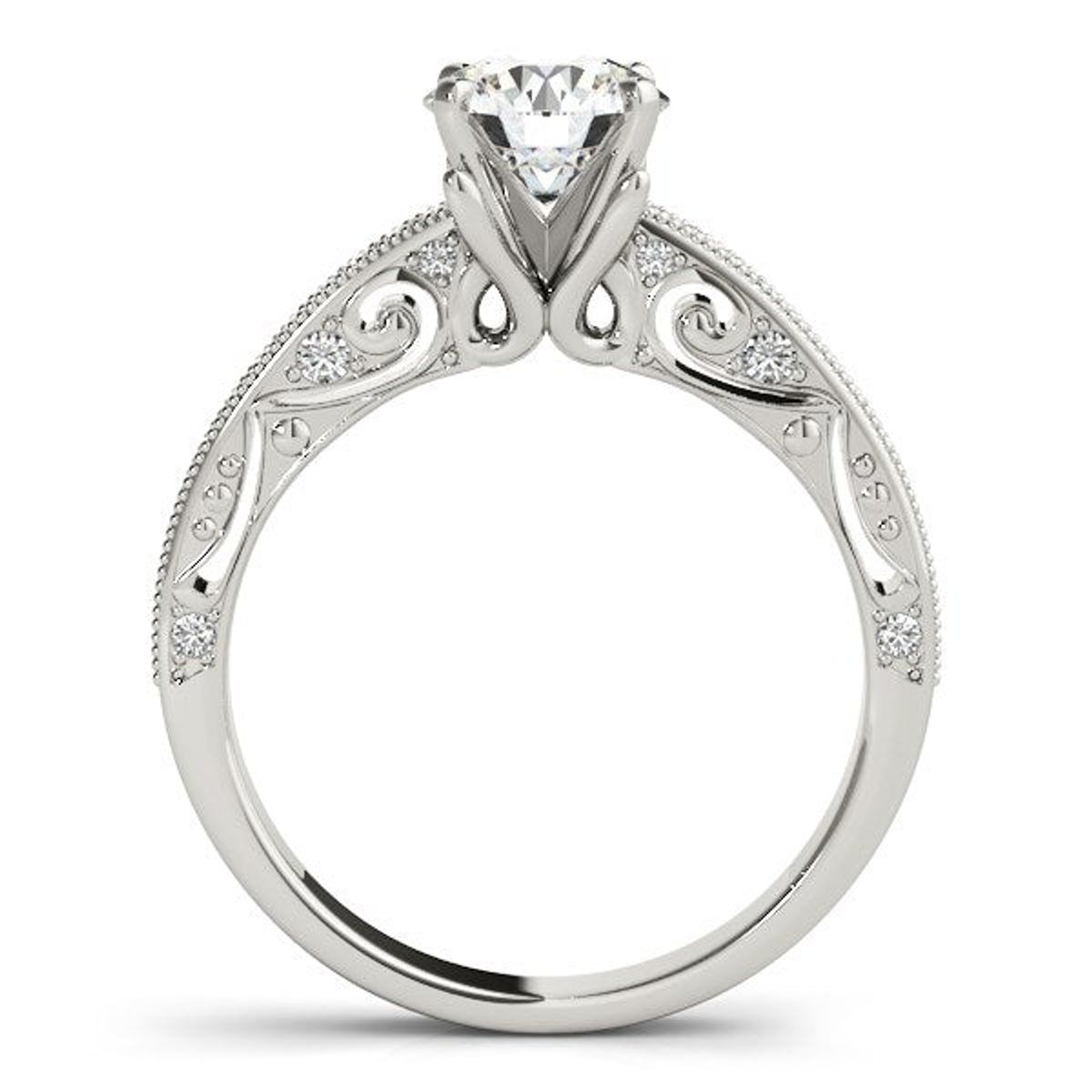 14k White Gold Antique Pronged Round Diamond Engagement Ring (1 1/8 cttw) thumbnail 2