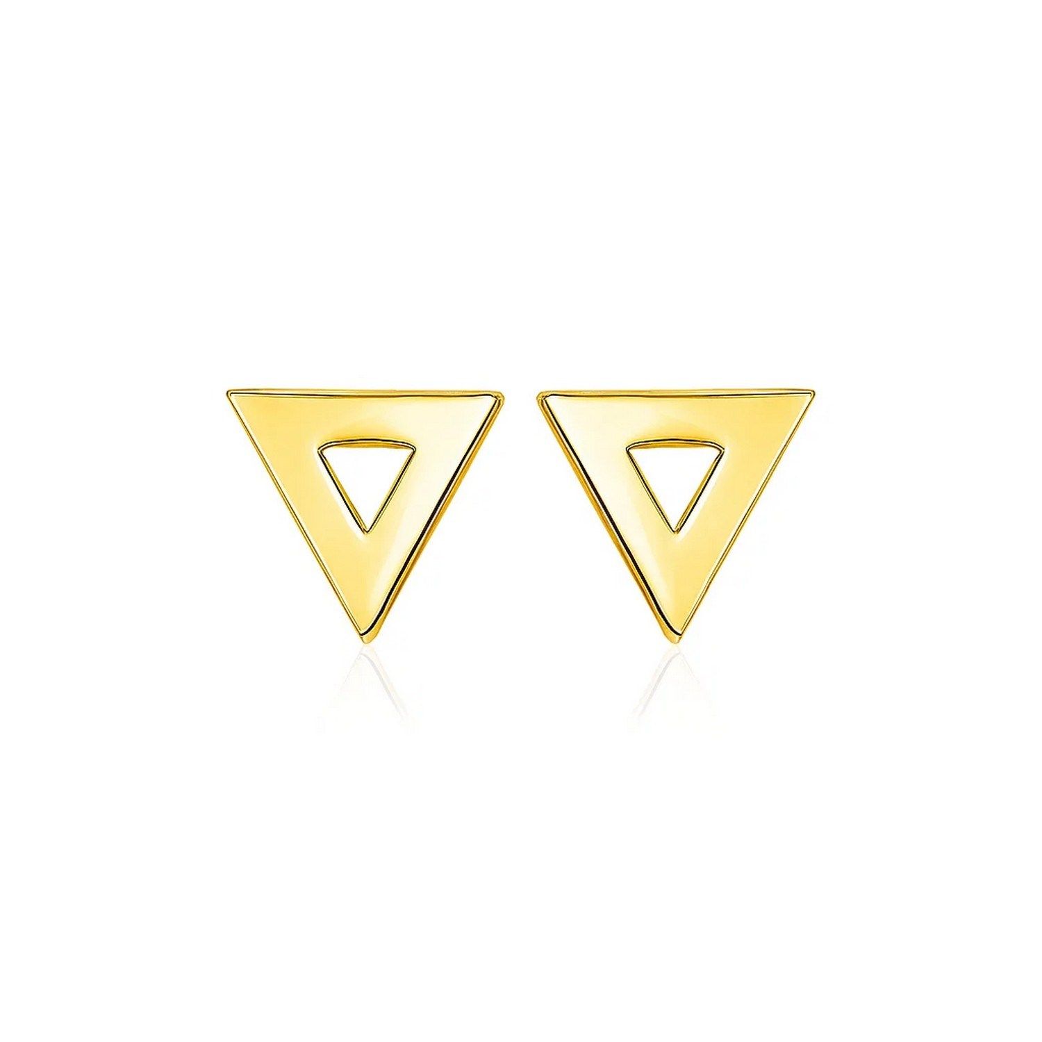 14k Yellow Gold Polished Open Triangle Post Earrings