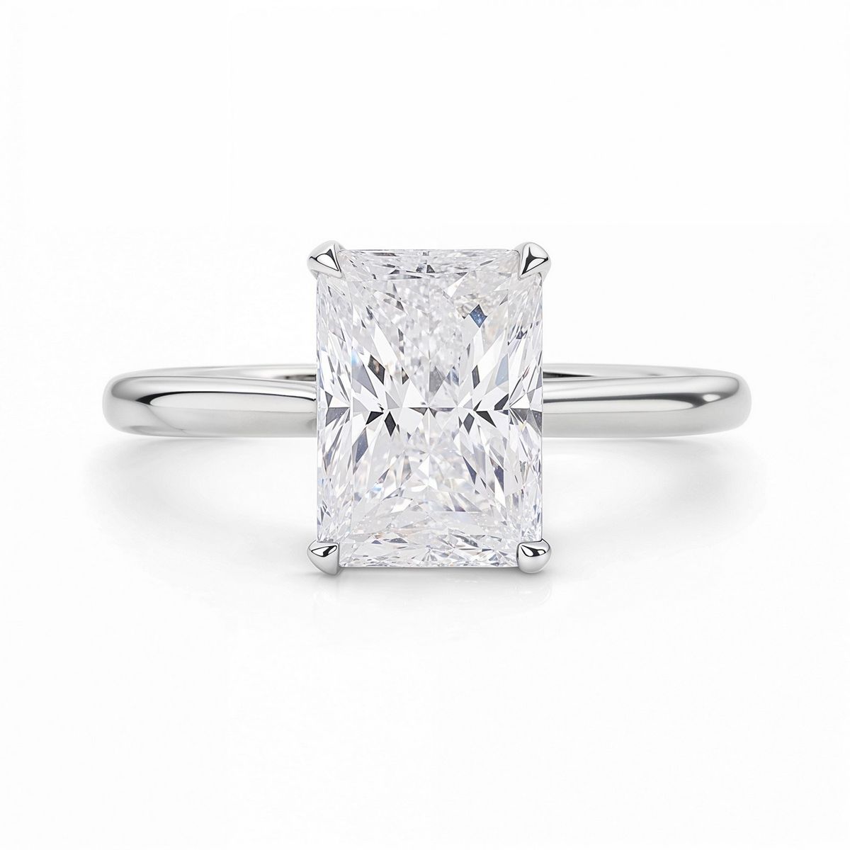 3 Carat Radiant Lab Grown IGI G/VS1 Diamond Solitaire Ring in 14K White Gold thumbnail 4