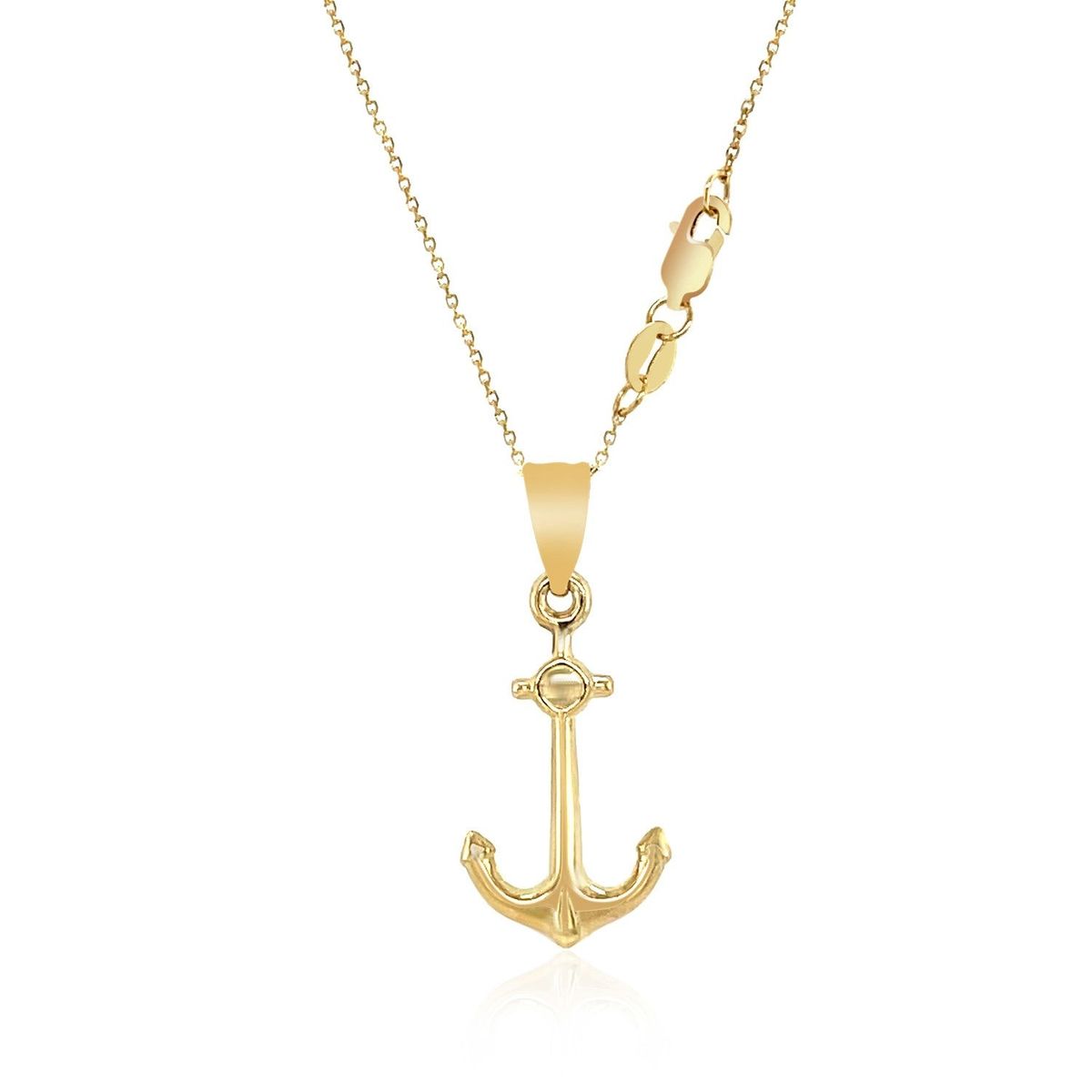 14k Yellow Gold Cable Chain with Anchor Pendant thumbnail 3